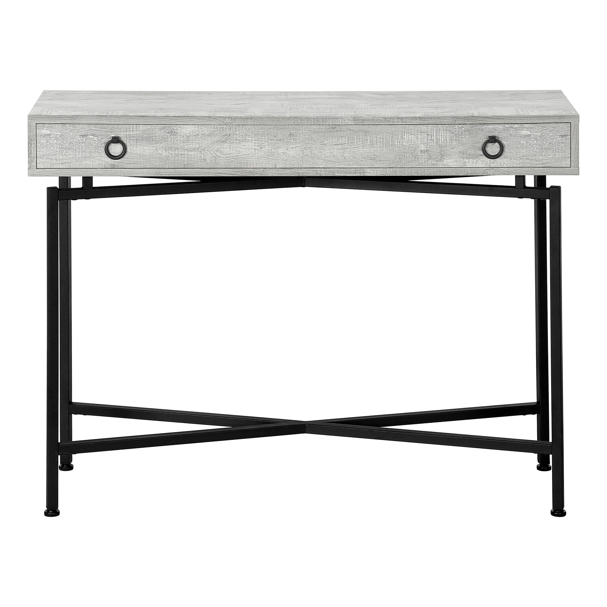 TABLE D'APPOINT - 42"L / BOIS RÉCUPÉRÉ GRIS / CONSOLE NOIRE #I 3454