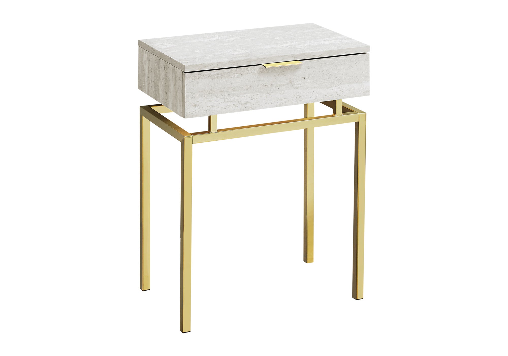 TABLE D'APPOINT - 24"H / MARBRE BEIGE / MÉTAL DORÉ #I 3463