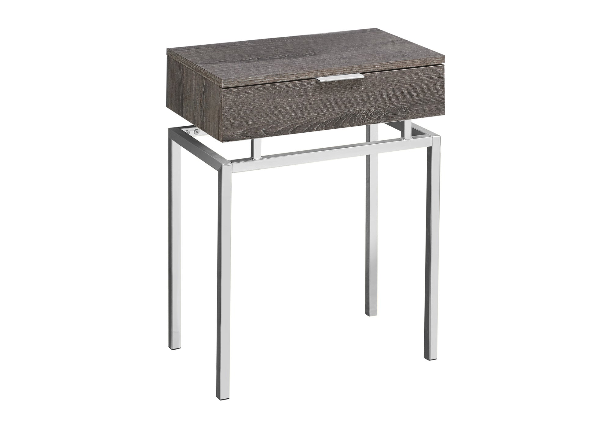 NIGHTSTAND - 24"H / DARK TAUPE / CHROME METAL #I 3465