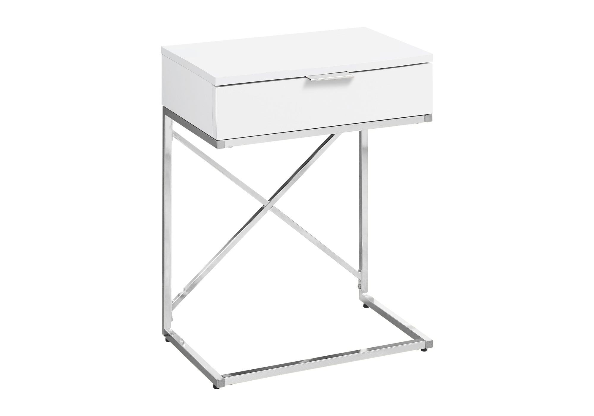 ACCENT TABLE - 24"H / GLOSSY WHITE / CHROME METAL #I 3470