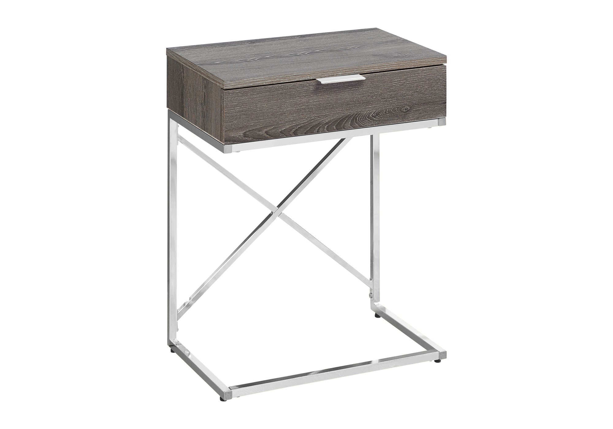 TABLE D'APPOINT - 24"H / TAUPE FONCÉ / MÉTAL CHROME #I 3475