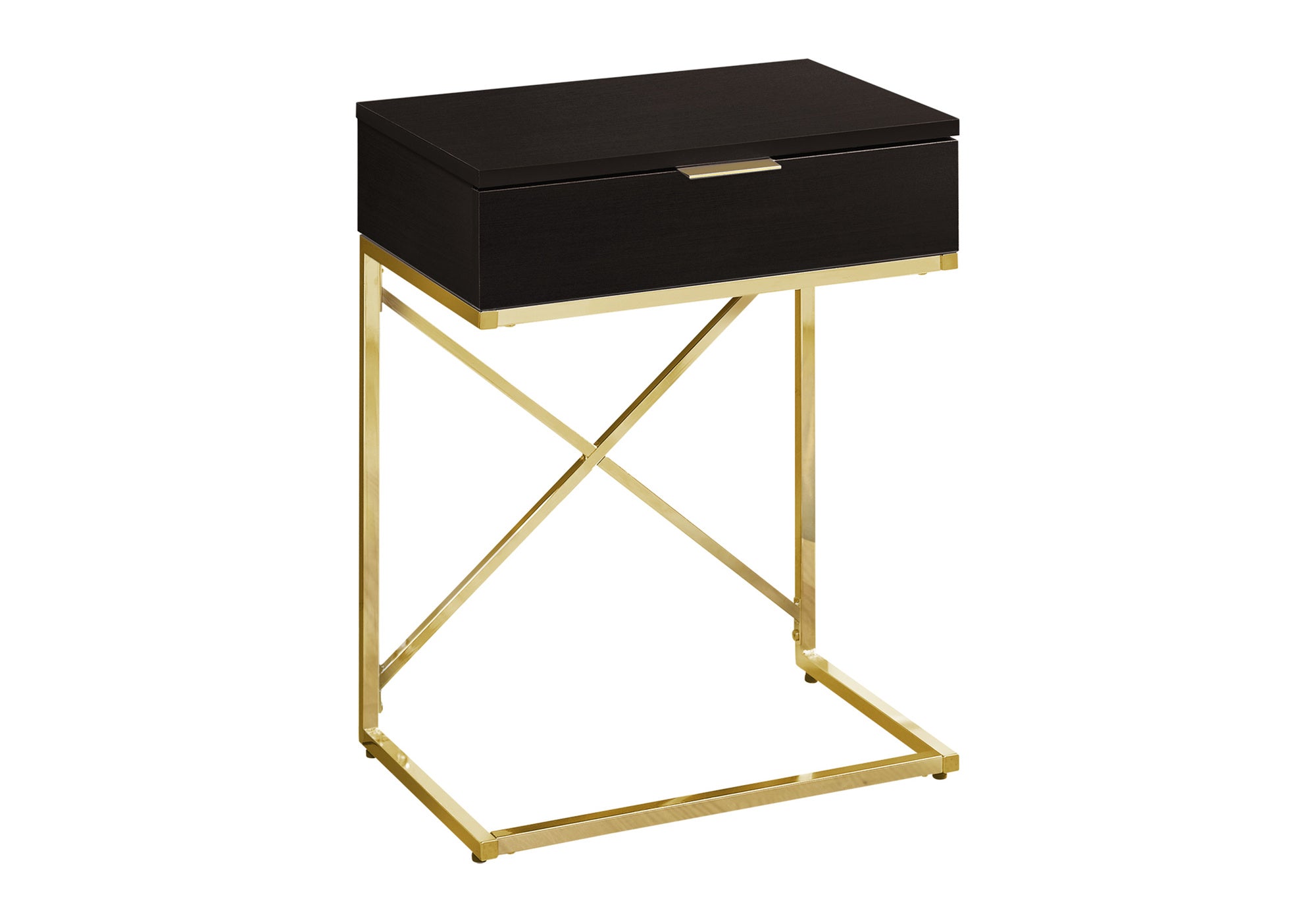 ACCENT TABLE - 24"H / ESPRESSO / GOLD METAL #I 3476