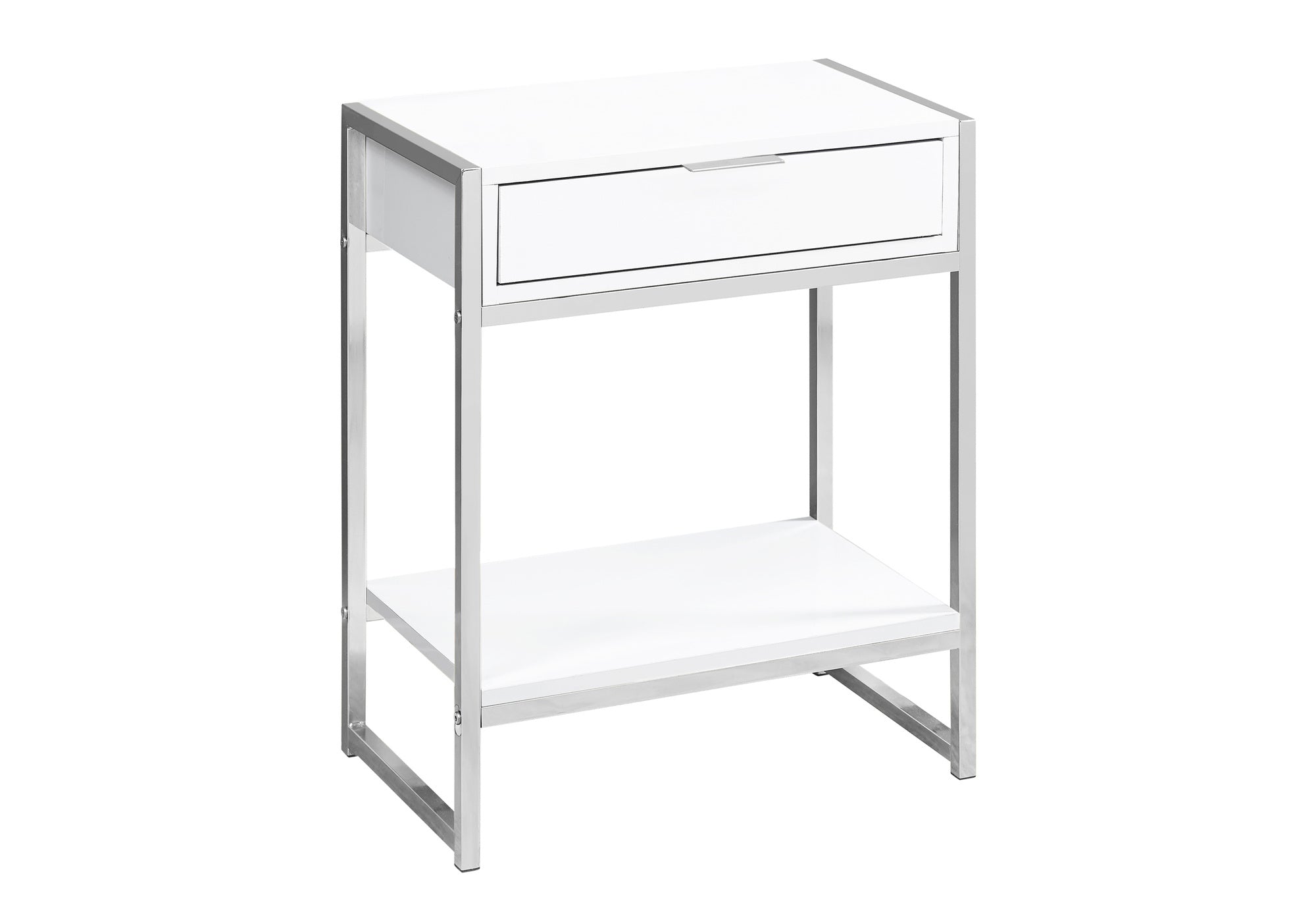 ACCENT TABLE - 24"H / GLOSSY WHITE / CHROME METAL #I 3480