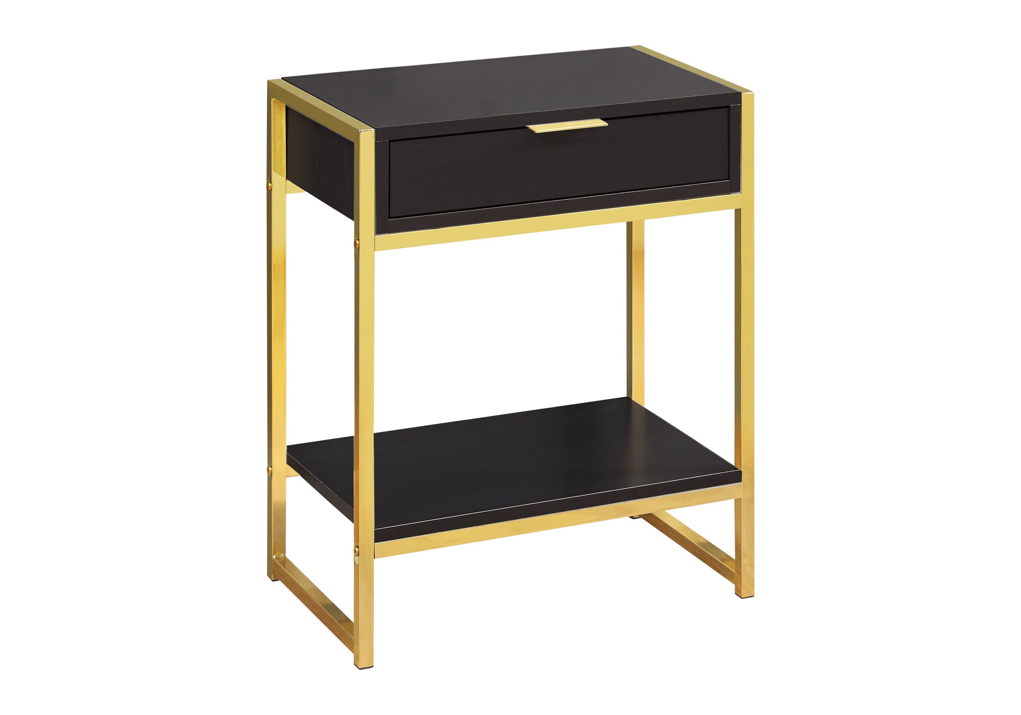 ACCENT TABLE - 24"H / ESPRESSO / GOLD METAL #I 3486