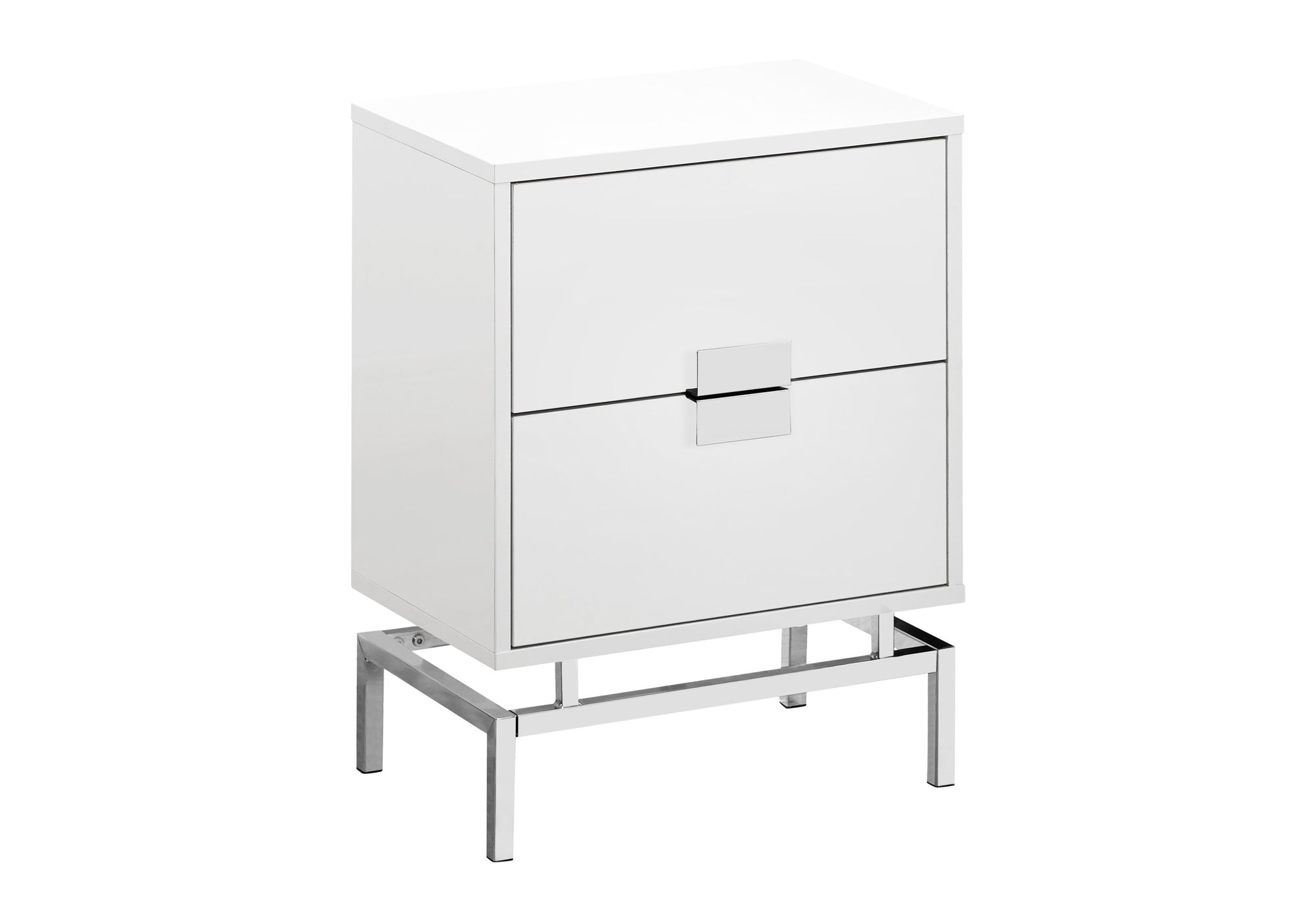 ACCENT TABLE - 24"H / GLOSSY WHITE / CHROME METAL #I 3490