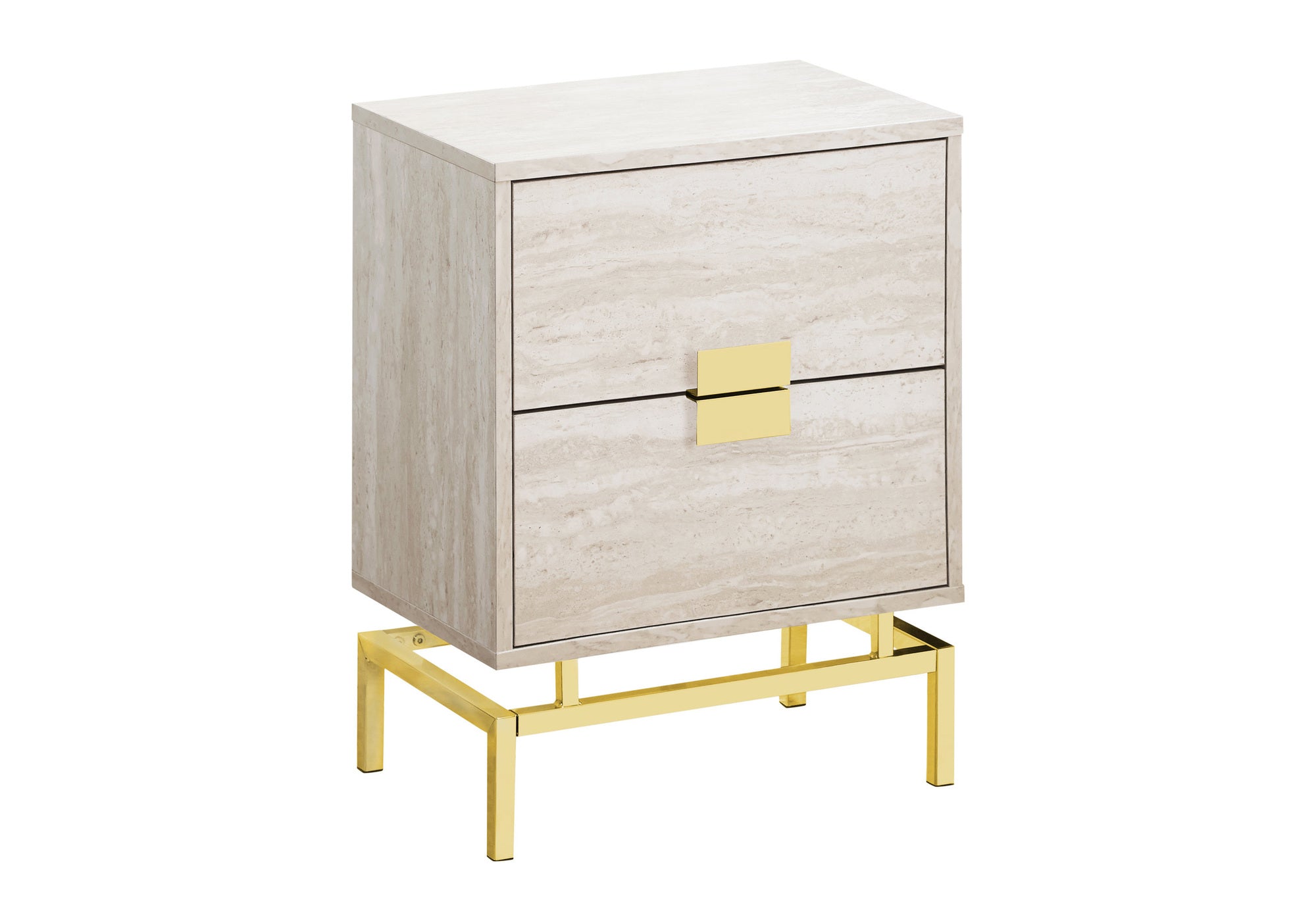 ACCENT TABLE - 24"H / BEIGE MARBLE / GOLD METAL #I 3493