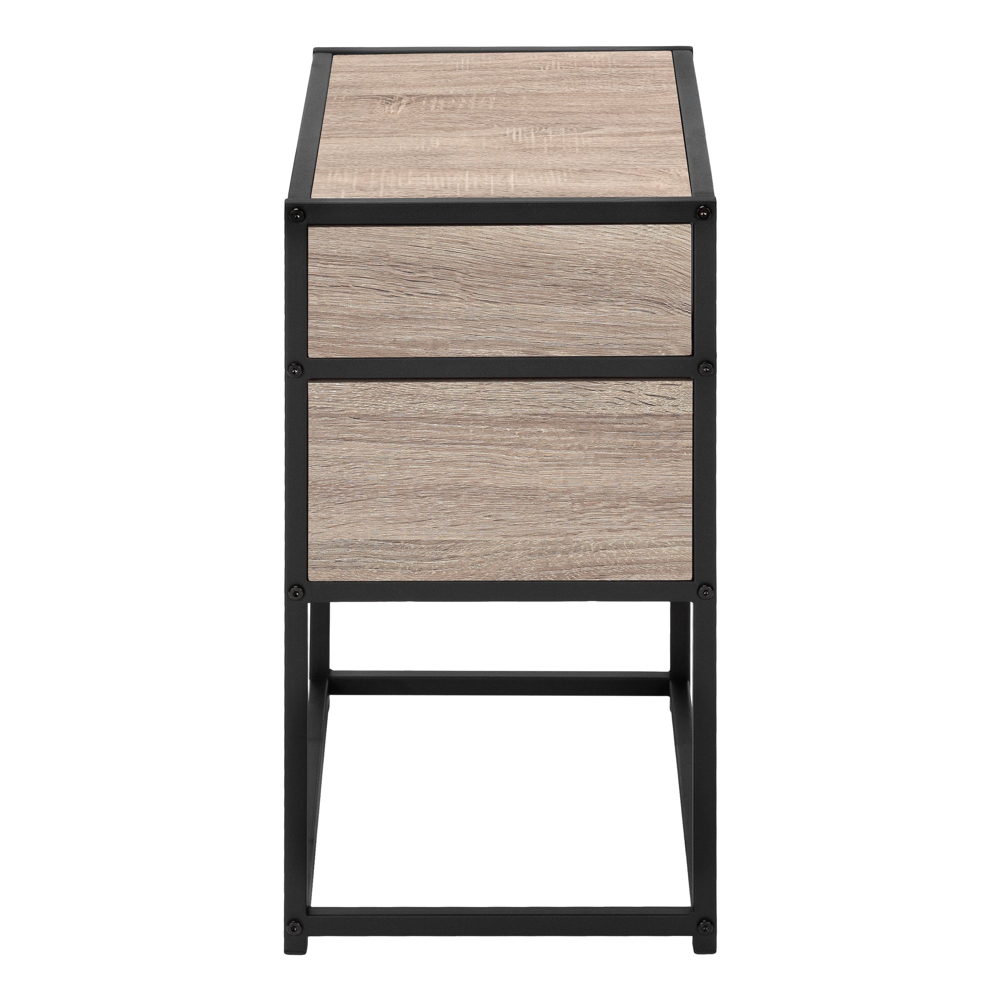 TABLE D'APPOINT - 22"H / TAUPE FONCÉ / MÉTAL NOIR #I 3507