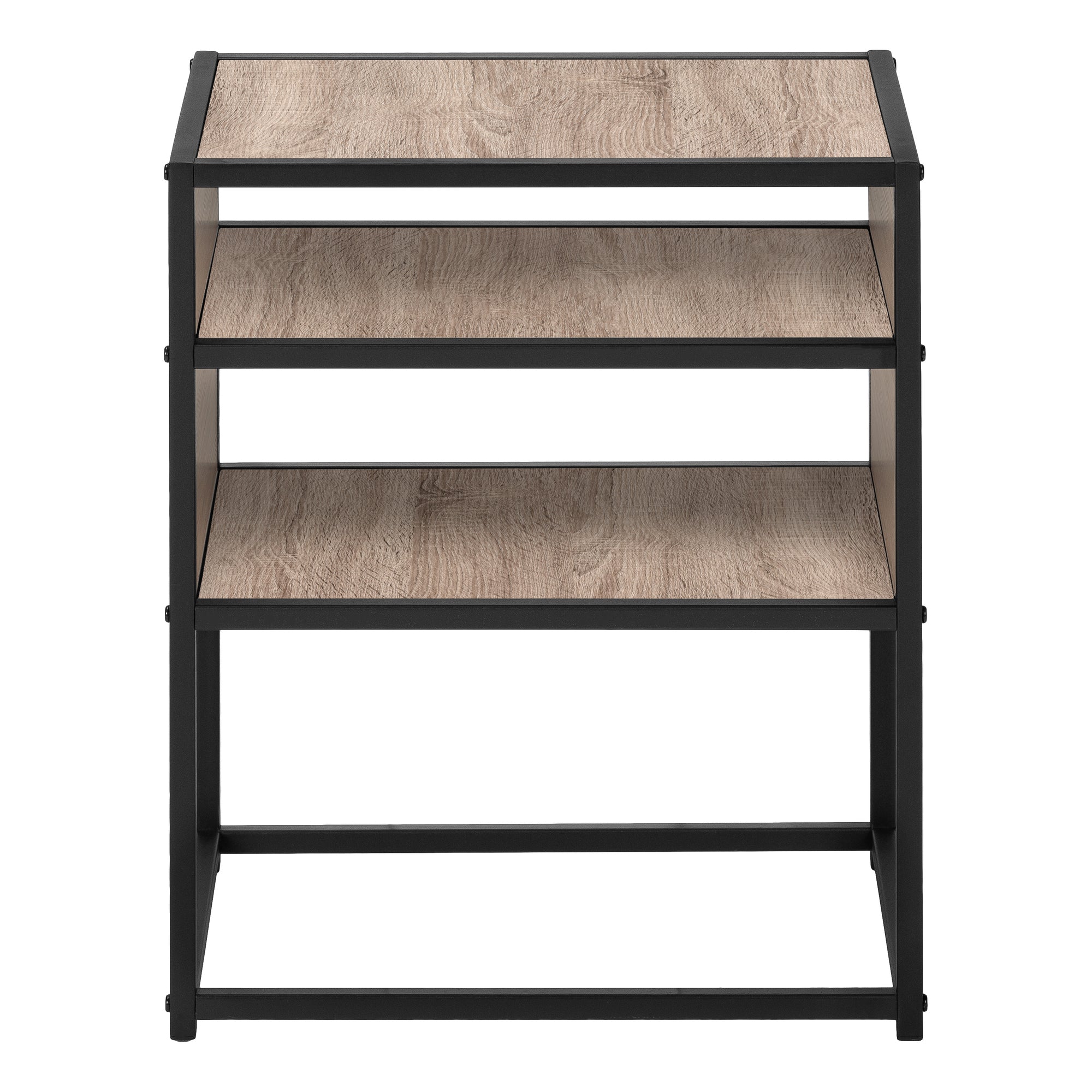 NIGHTSTAND - 22"H / DARK TAUPE / BLACK METAL #I 3507