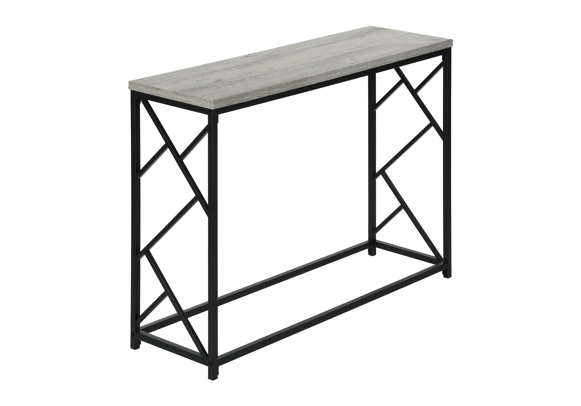 TABLE D'APPOINT - 44"L / CONSOLE D'ENTRÉE EN MÉTAL GRIS / NOIR #I 3532