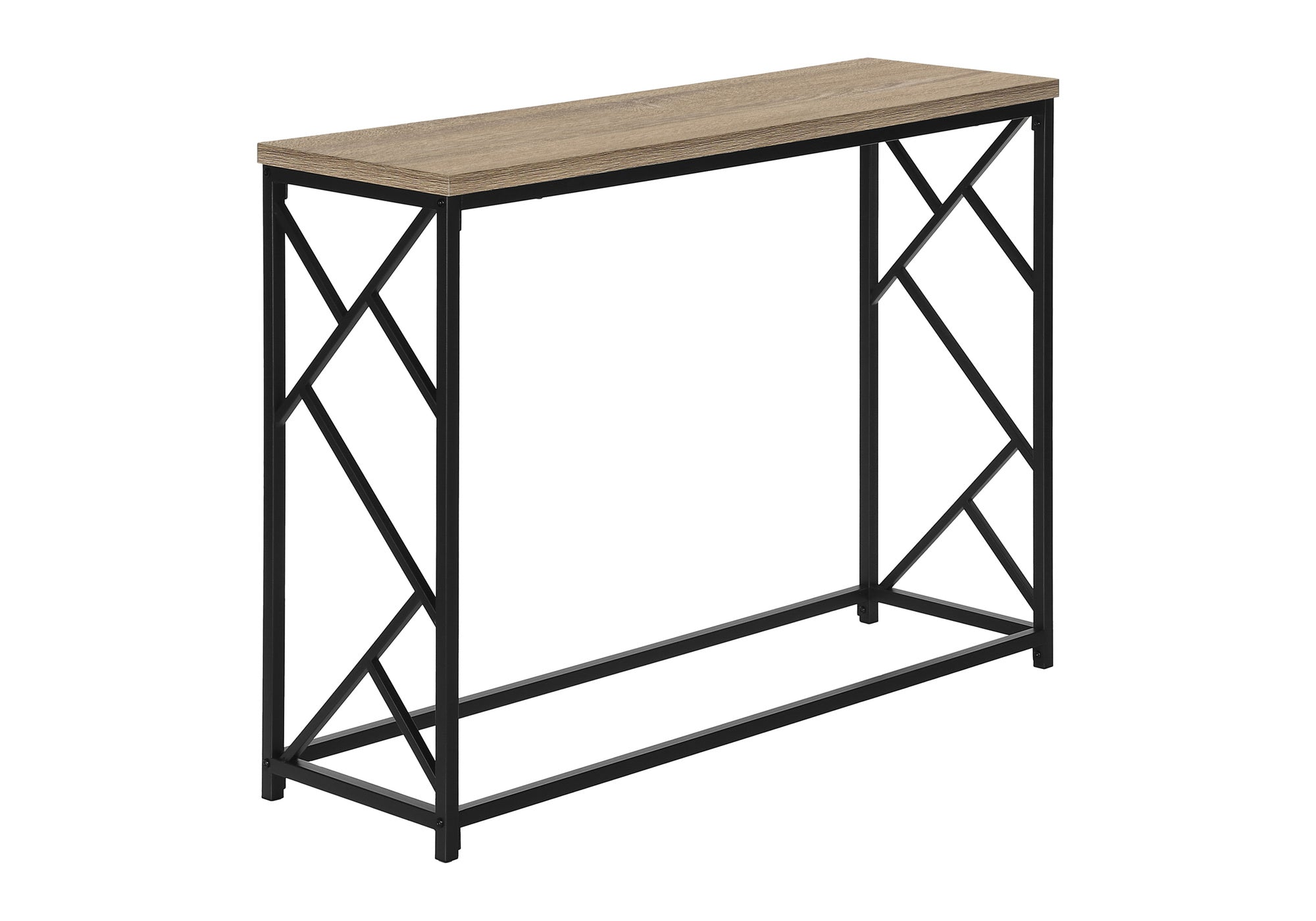 TABLE D'APPOINT - 44"L / CONSOLE D'ENTRÉE EN MÉTAL TAUPE / NOIR #I 3533