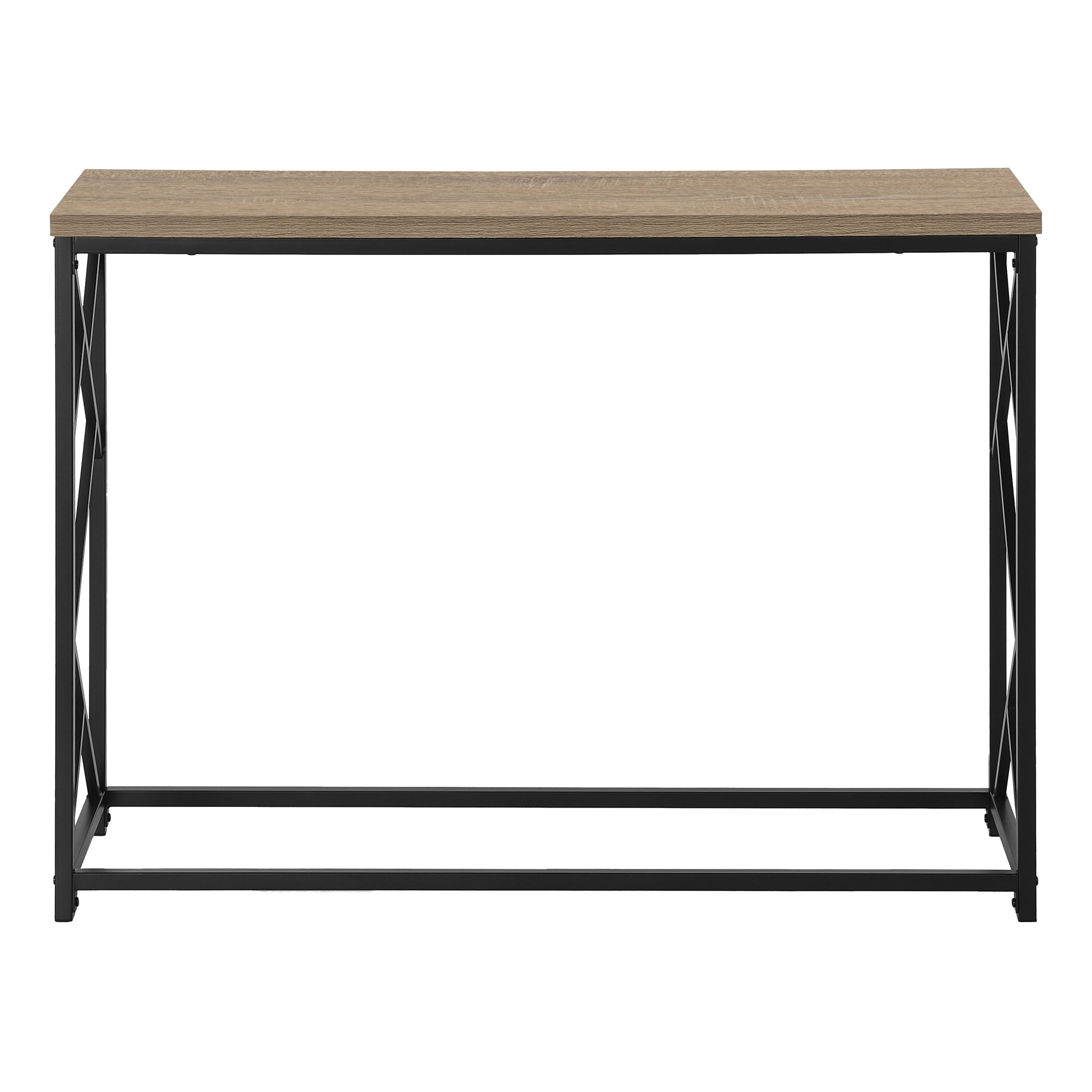 TABLE D'APPOINT - 44"L / CONSOLE D'ENTRÉE EN MÉTAL TAUPE / NOIR #I 3533