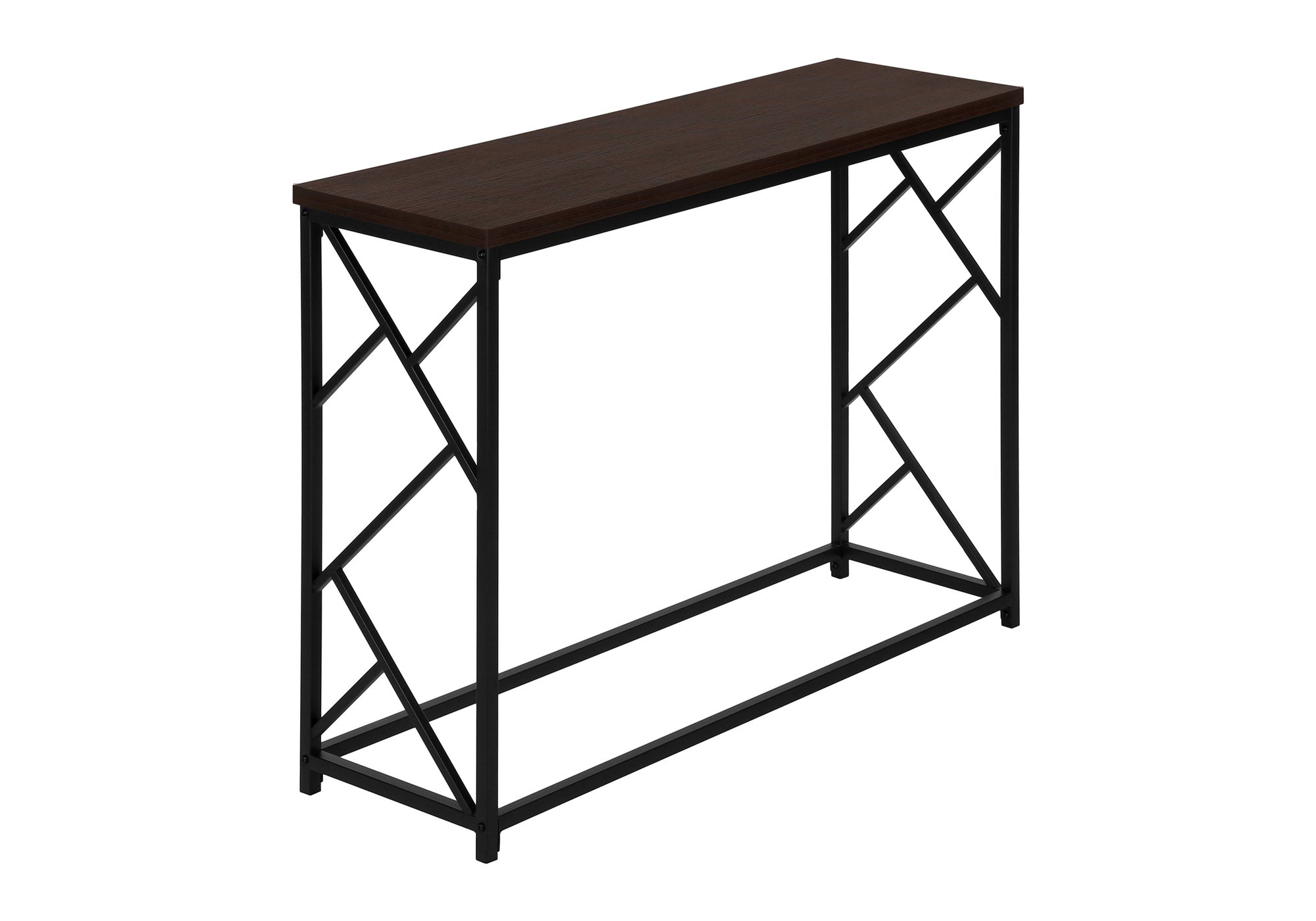 TABLE D'APPOINT - 44"L / ESPRESSO / CONSOLE D'ENTRÉE EN MÉTAL NOIR #I 3534