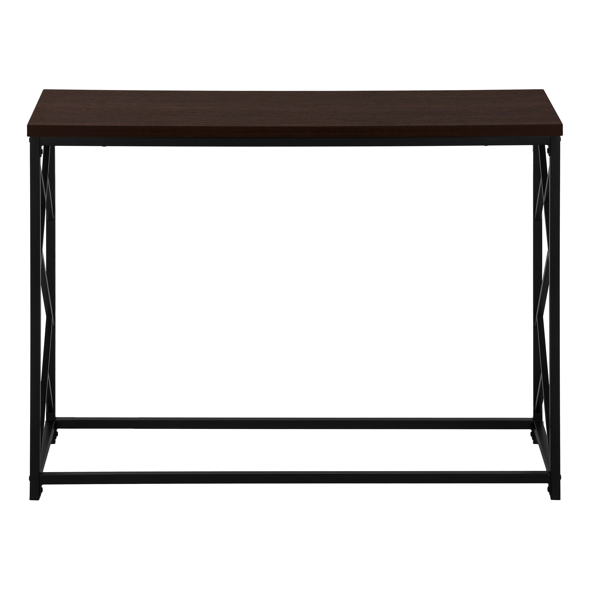 TABLE D'APPOINT - 44"L / ESPRESSO / CONSOLE D'ENTRÉE EN MÉTAL NOIR #I 3534