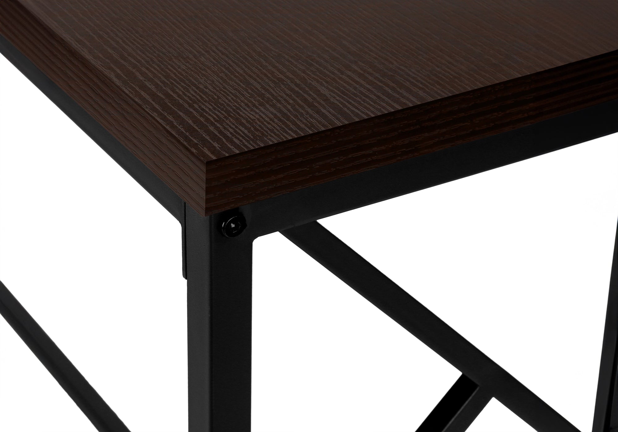 TABLE D'APPOINT - 44"L / ESPRESSO / CONSOLE D'ENTRÉE EN MÉTAL NOIR #I 3534