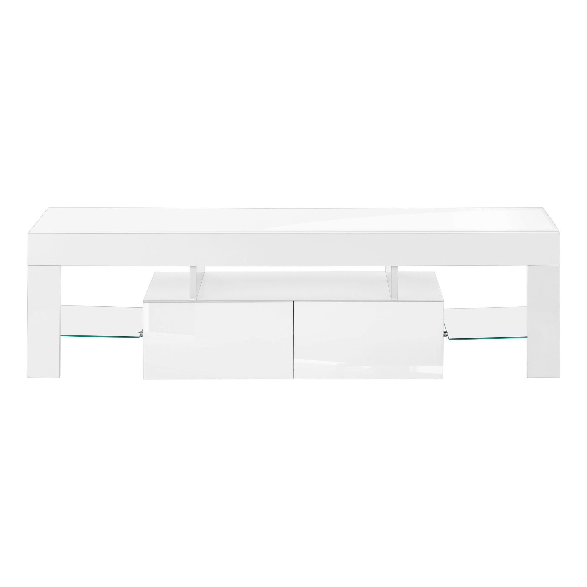 TV STAND - 63"L / HIGH GLOSSY WHITE WITH TEMPERED GLASS # I 3548