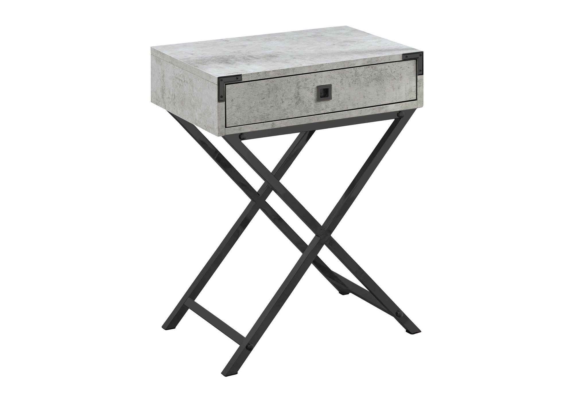 ACCENT TABLE - 24"H / GREY CEMENT / BLACK NICKEL METAL #I 3552