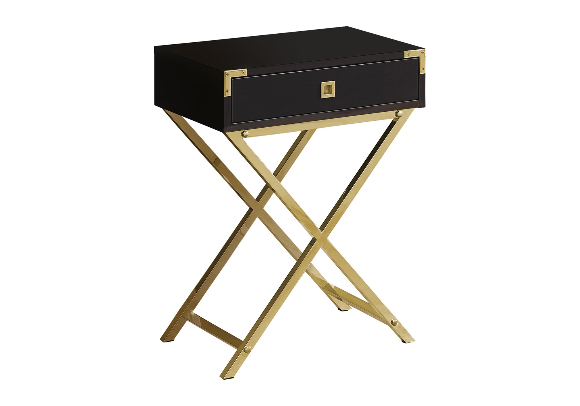 ACCENT TABLE - 24"H / ESPRESSO / GOLD METAL #I 3556