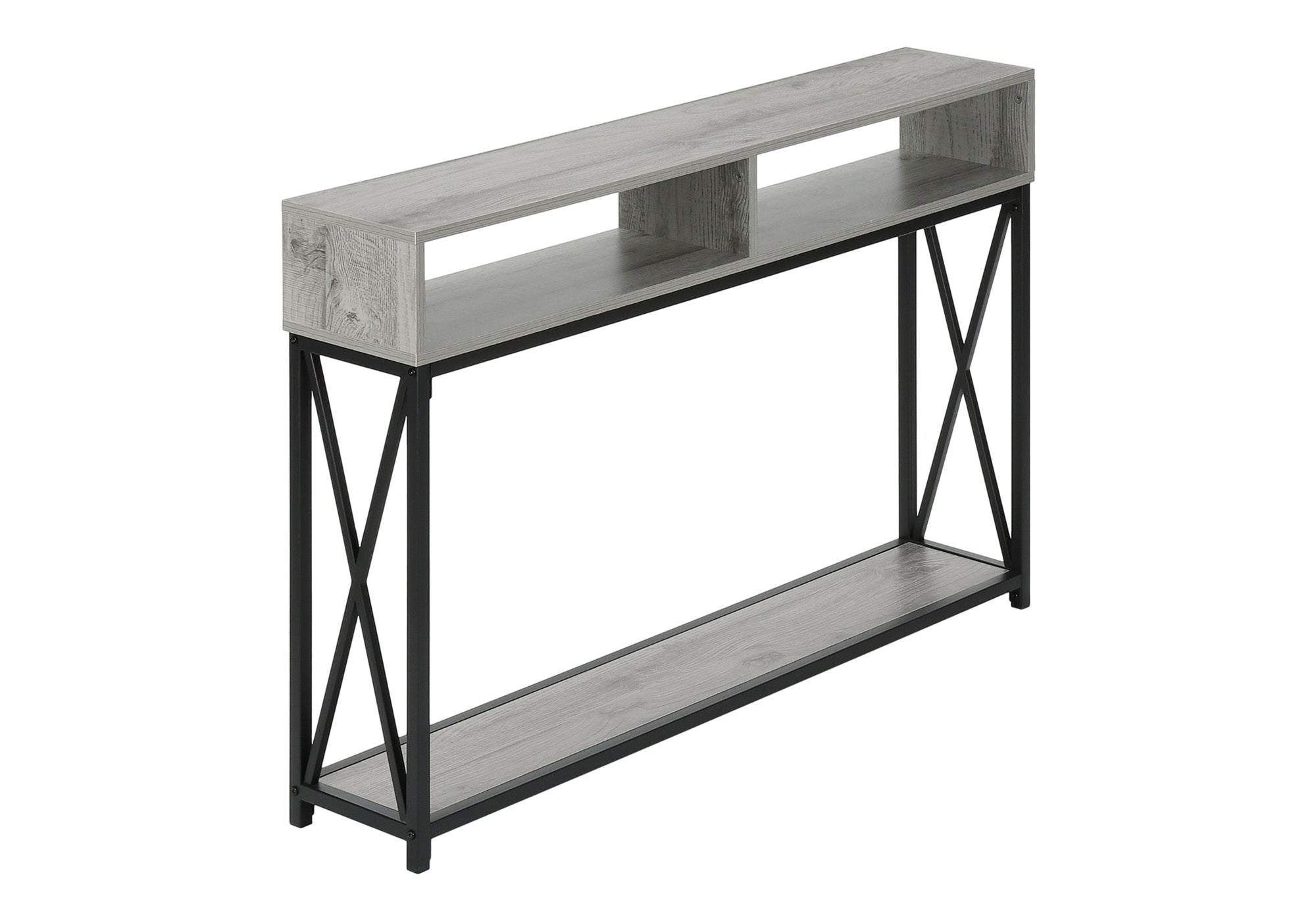 ACCENT TABLE - 48"L / GREY / BLACK METAL HALL CONSOLE #I 3572