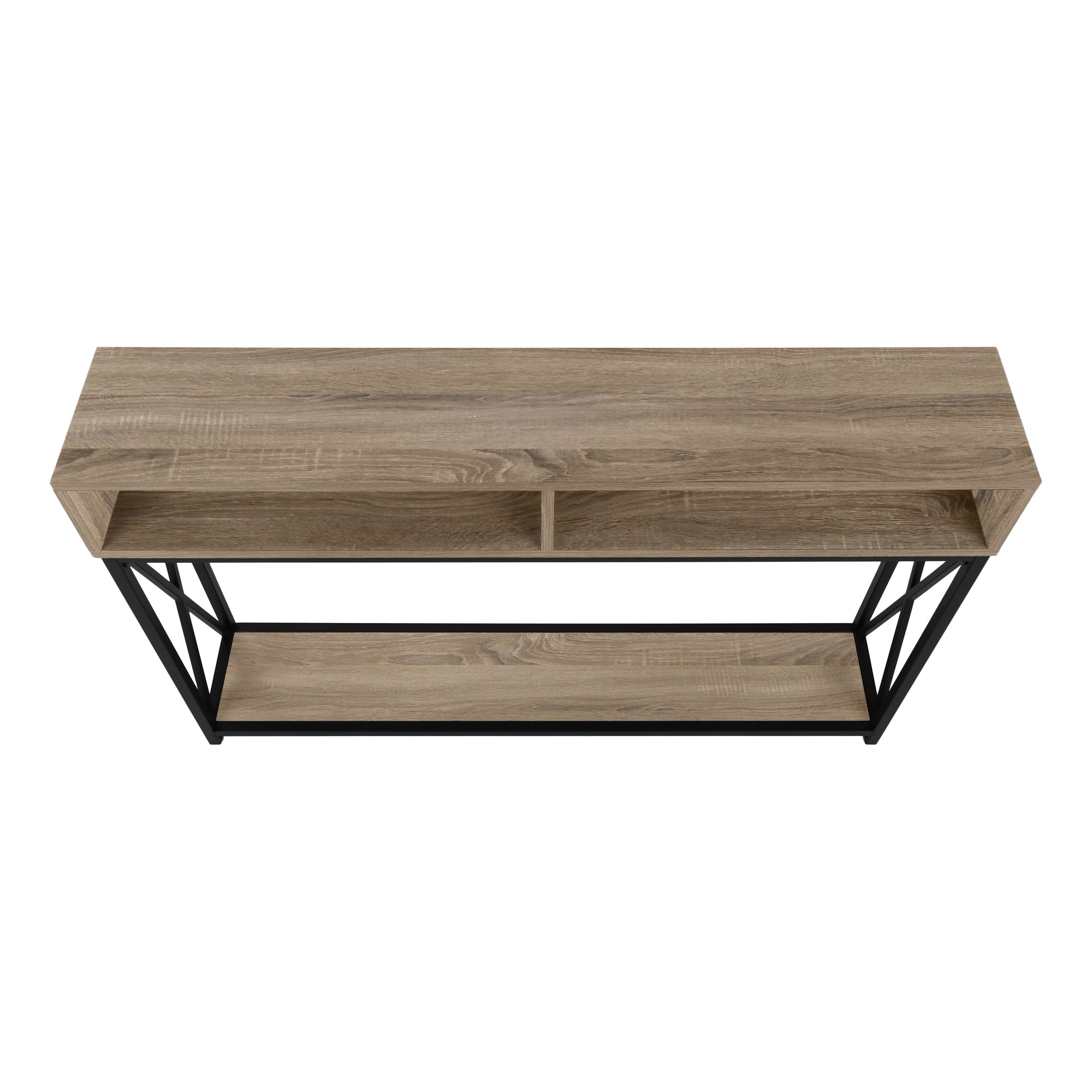 TABLE D'APPOINT - 48"L / CONSOLE D'ENTRÉE EN MÉTAL TAUPE / NOIR #I 3573