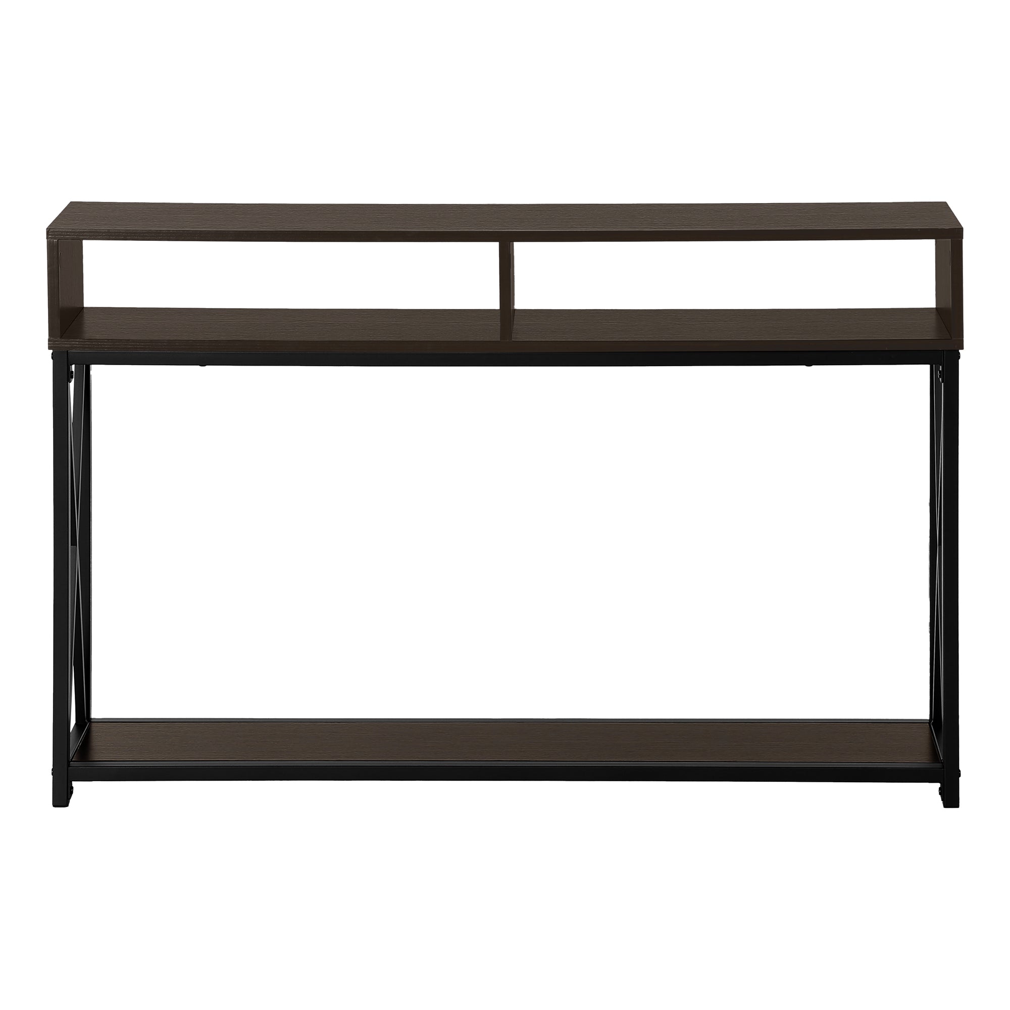 ACCENT TABLE - 48"L / ESPRESSO / BLACK METAL HALL CONSOLE #I 3574