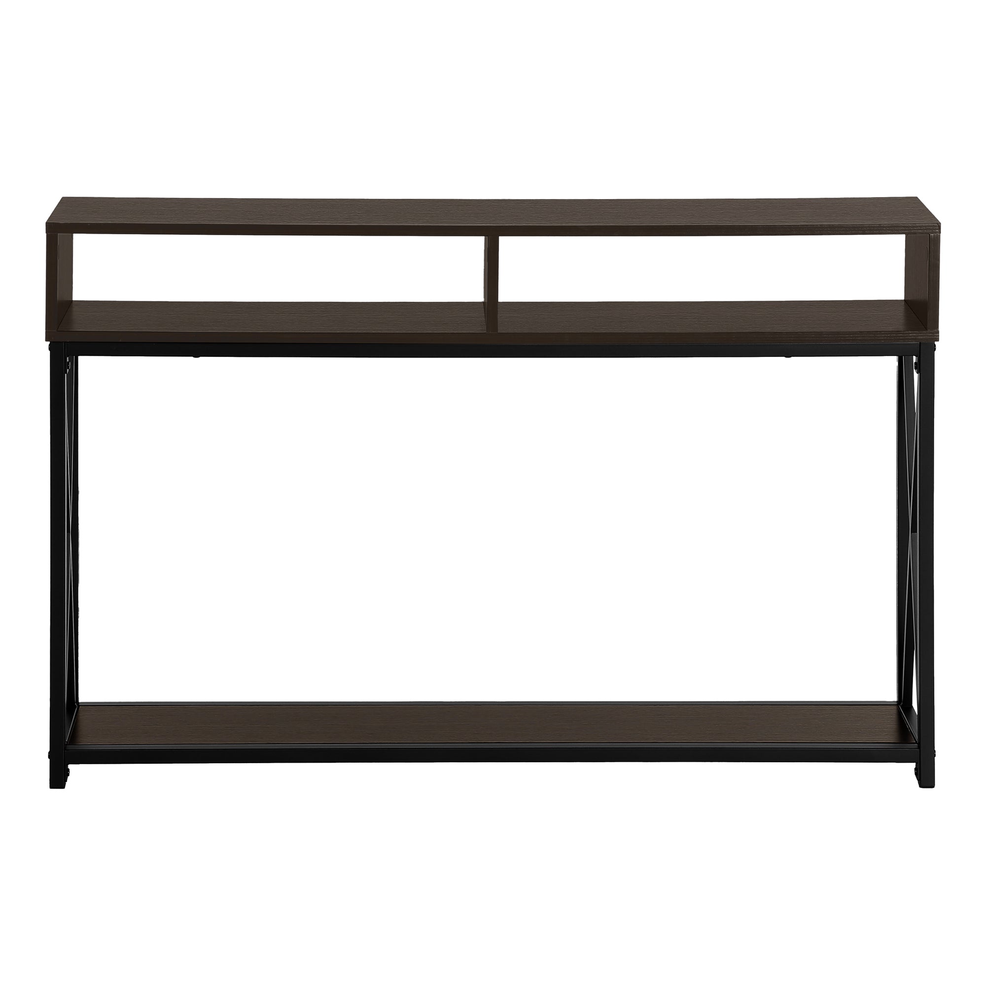 ACCENT TABLE - 48"L / ESPRESSO / BLACK METAL HALL CONSOLE #I 3574