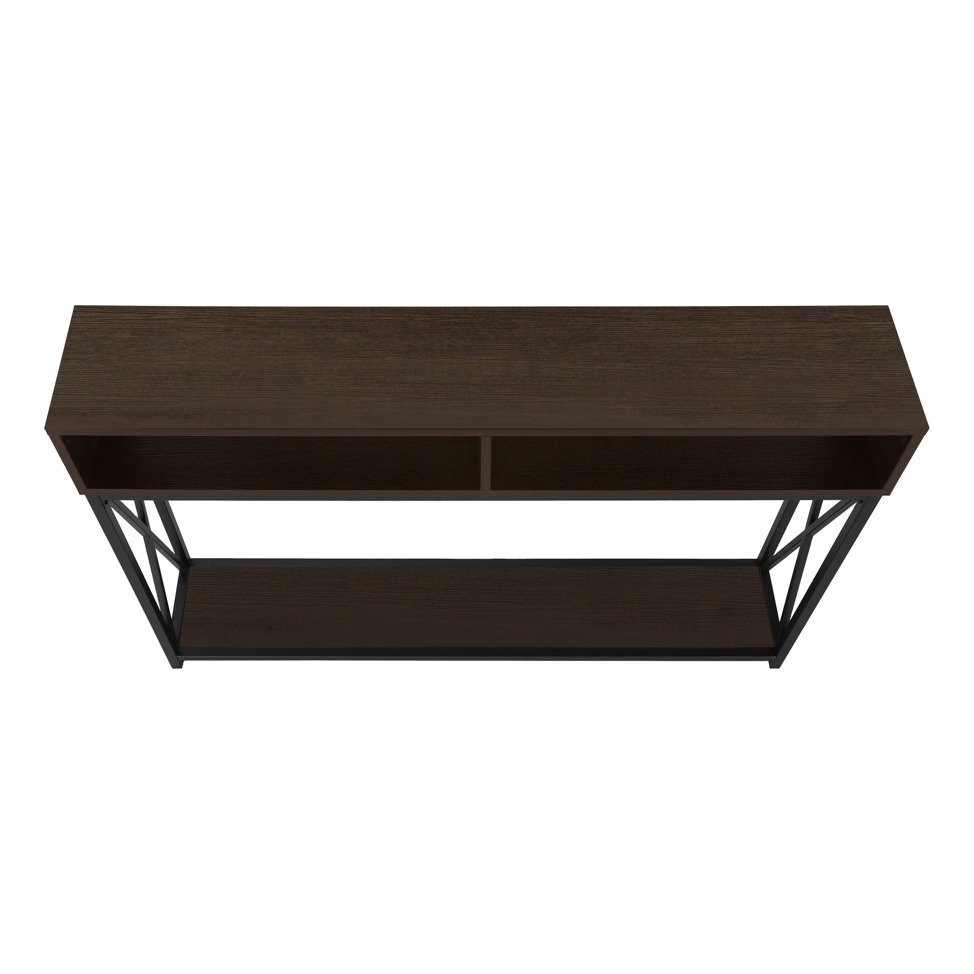 TABLE D'APPOINT - 48"L / ESPRESSO / CONSOLE D'ENTRÉE EN MÉTAL NOIR #I 3574