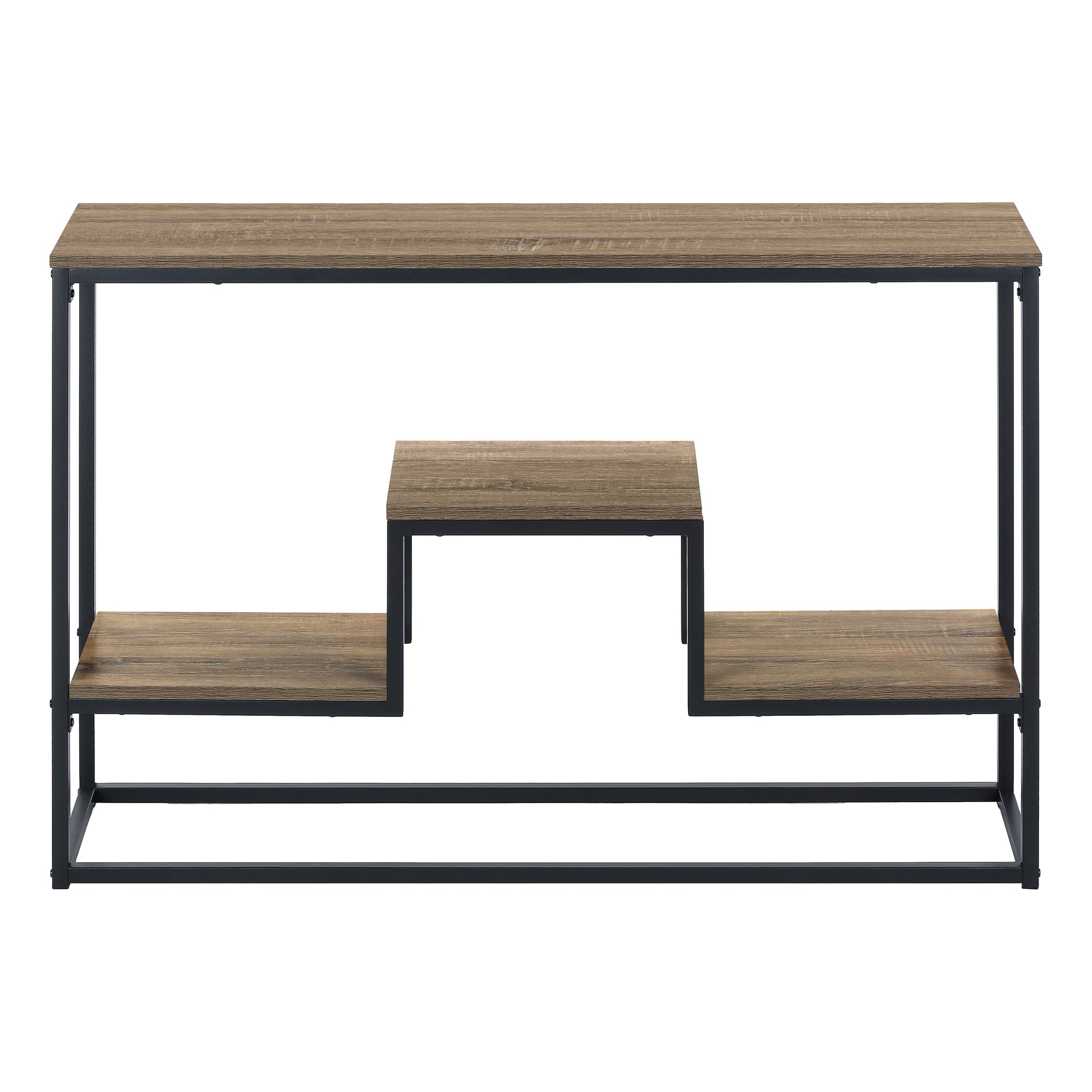 TABLE D'APPOINT - 48"L / CONSOLE D'ENTRÉE EN MÉTAL TAUPE / NOIR #I 3581