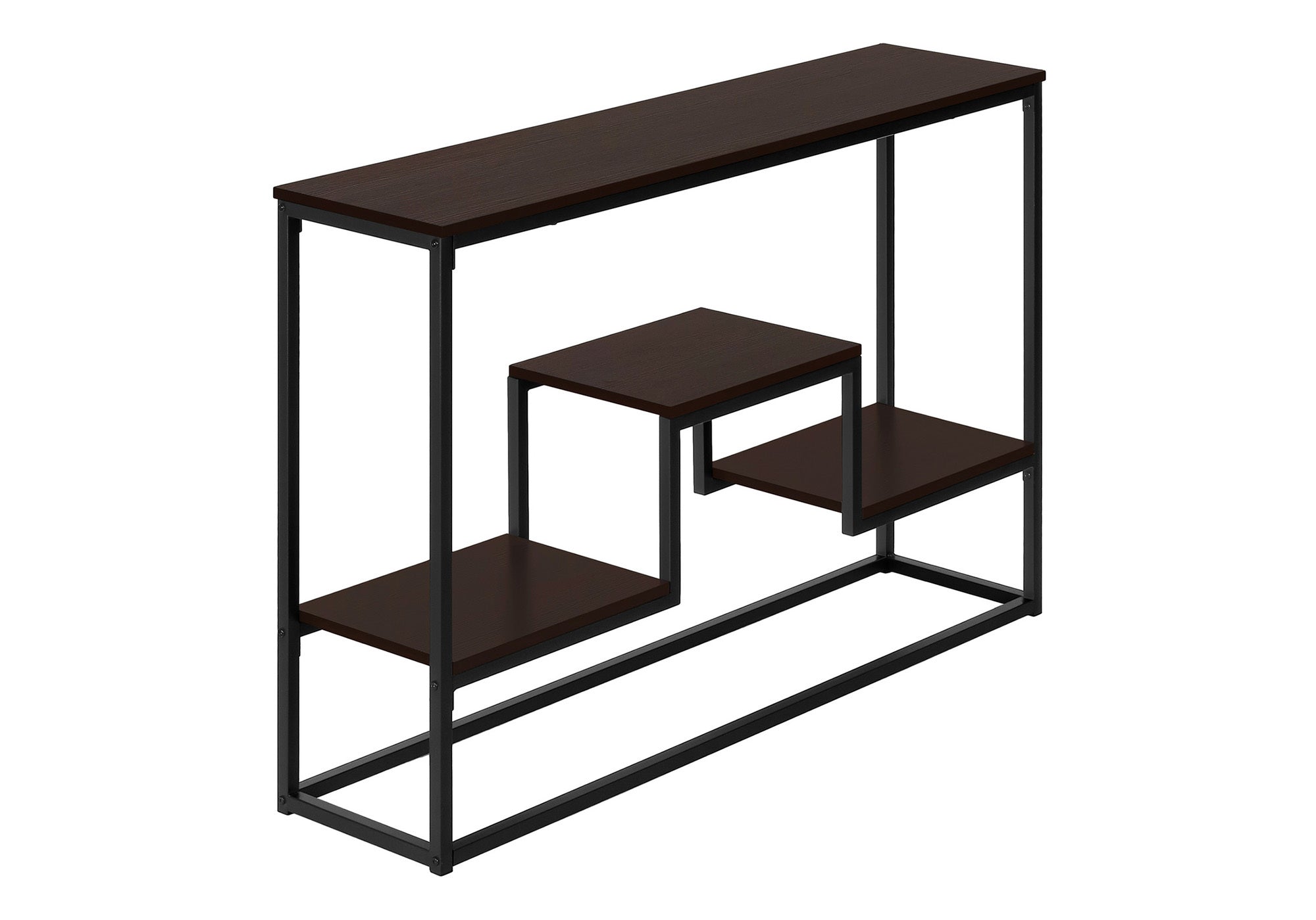 ACCENT TABLE - 48"L / ESPRESSO / BLACK METAL HALL CONSOLE #I 3582