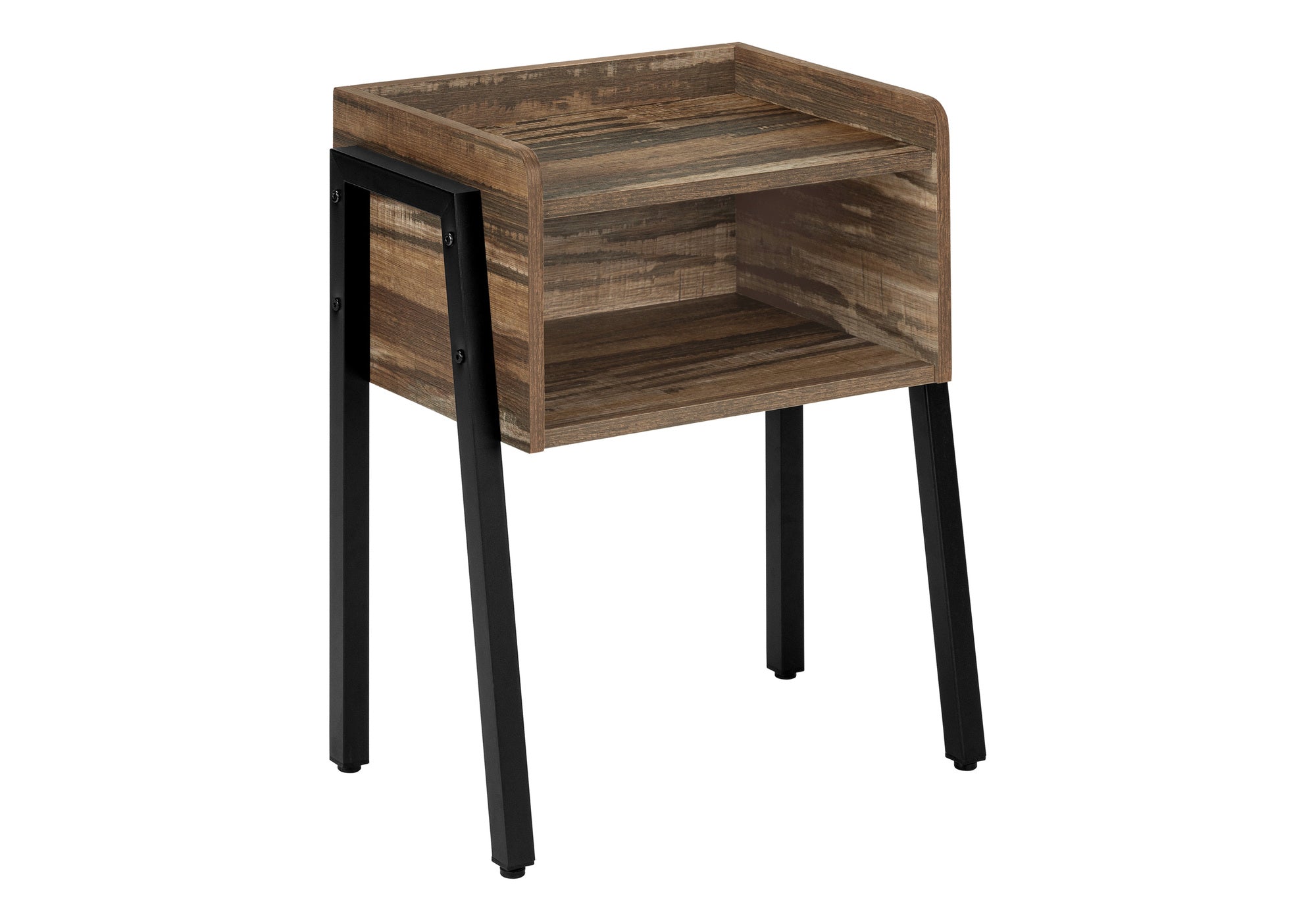 NIGHTSTAND - 23"H / BROWN RECLAIMED-LOOK / BLACK METAL #I 3583