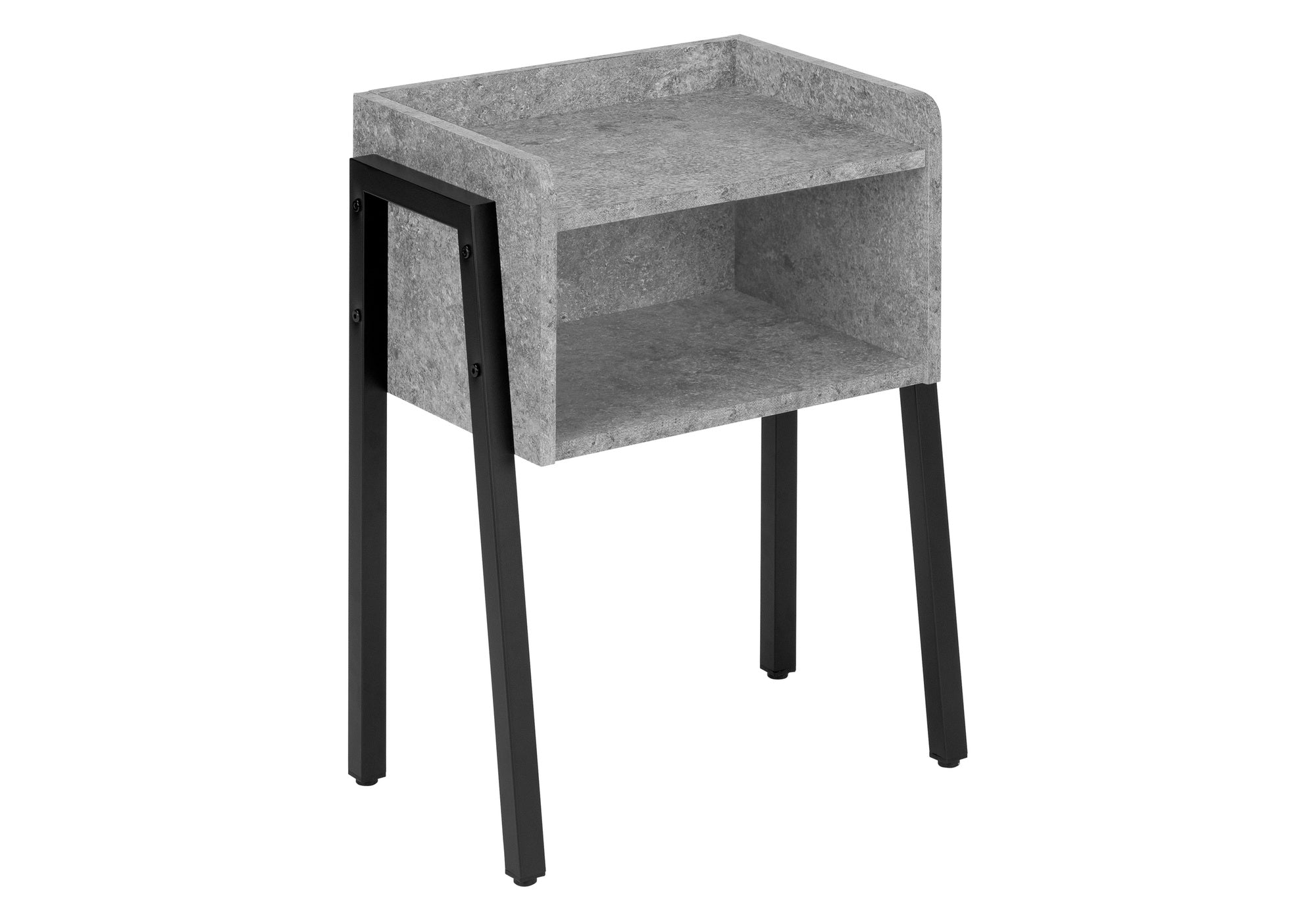 NIGHTSTAND - 23"H / GREY STONE-LOOK / BLACK METAL #I 3584