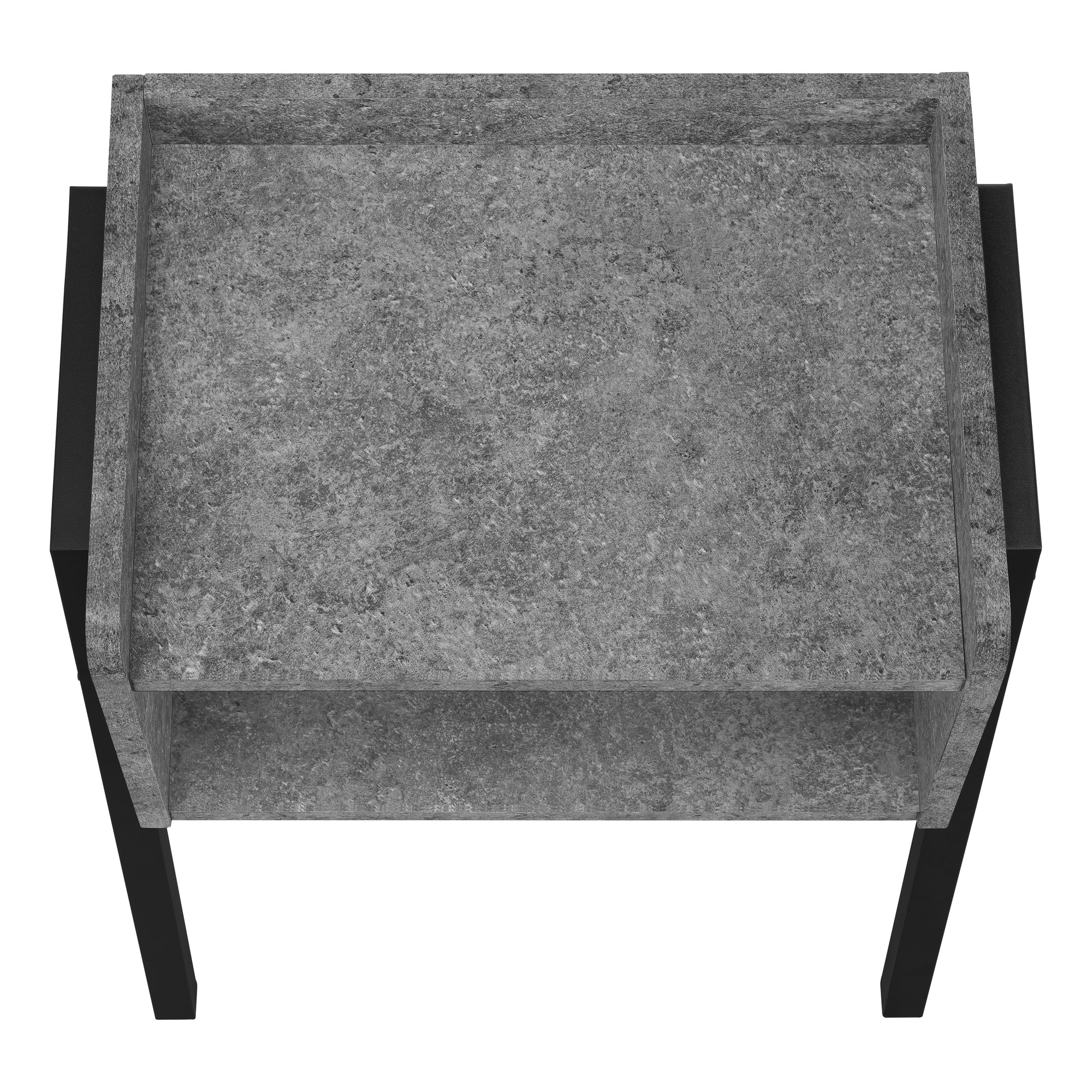 TABLE D'APPOINT - 23"H / ASPECT PIERRE GRISE / MÉTAL NOIR #I 3584