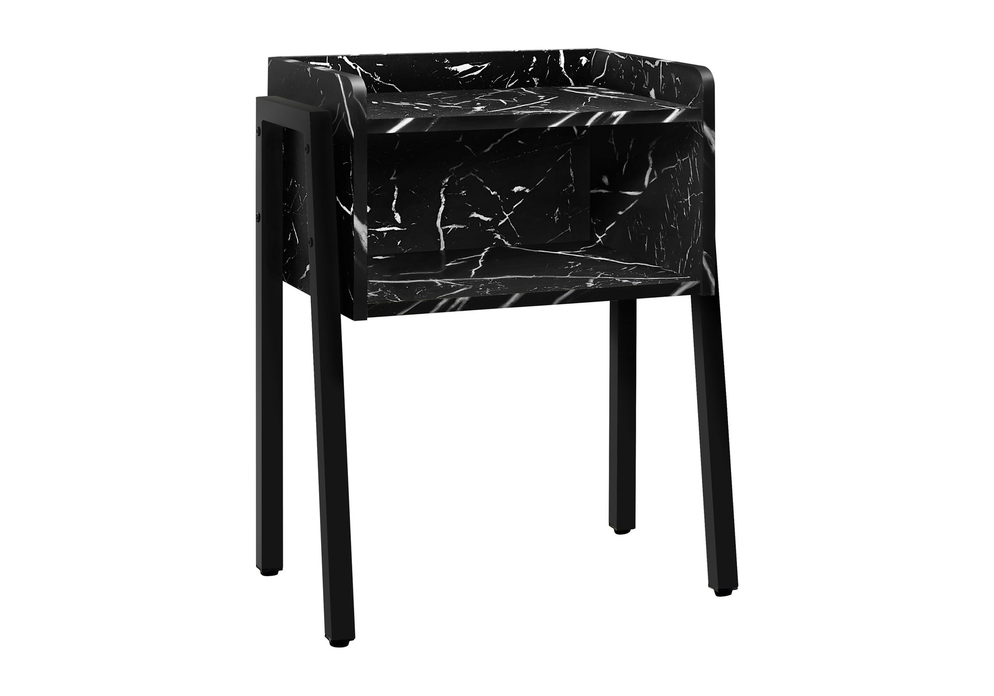 NIGHTSTAND - 23"H / BLACK MARBLE / BLACK METAL #I 3590