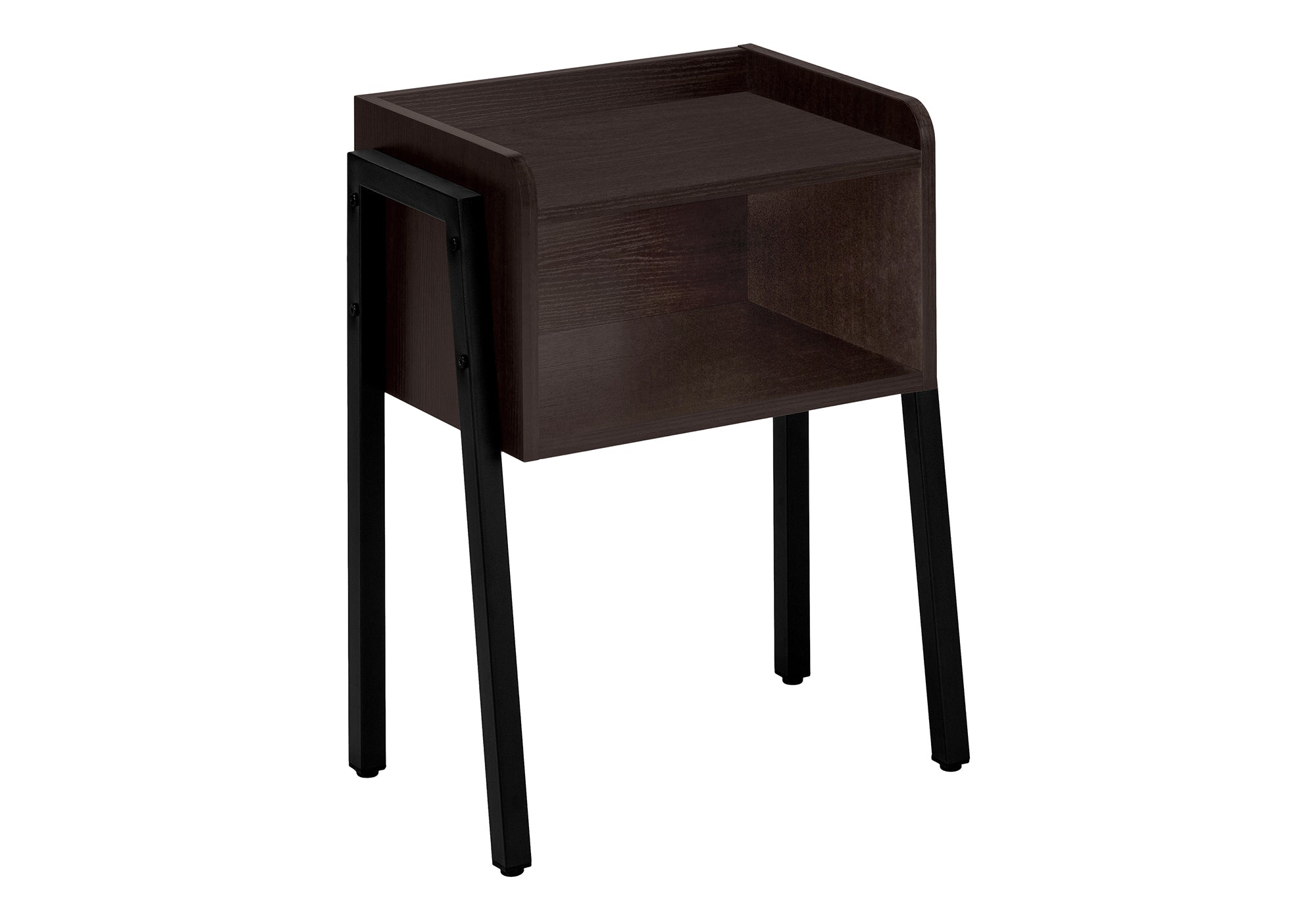 TABLE D'APPOINT - 23"H / ESPRESSO / MÉTAL NOIR #I 3593