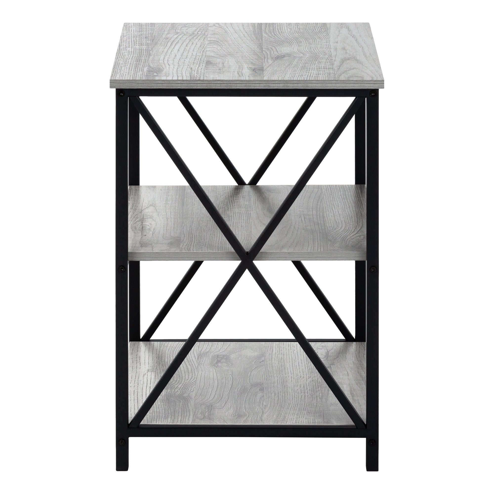 TABLE D'APPOINT - 26"H / GRIS / MÉTAL NOIR #I 3596