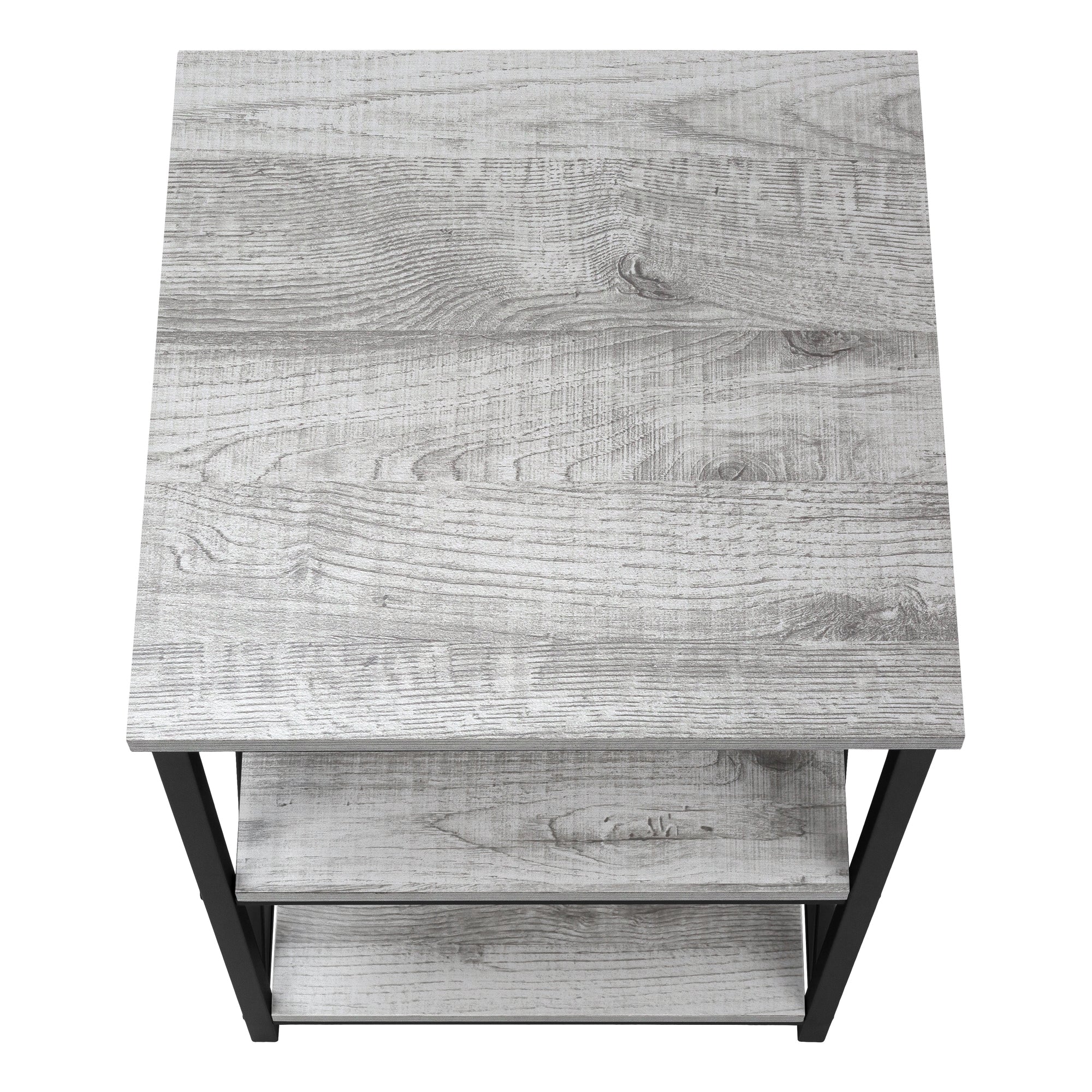 TABLE DE NUIT - 26"H / GRIS / MÉTAL NOIR #I 3596