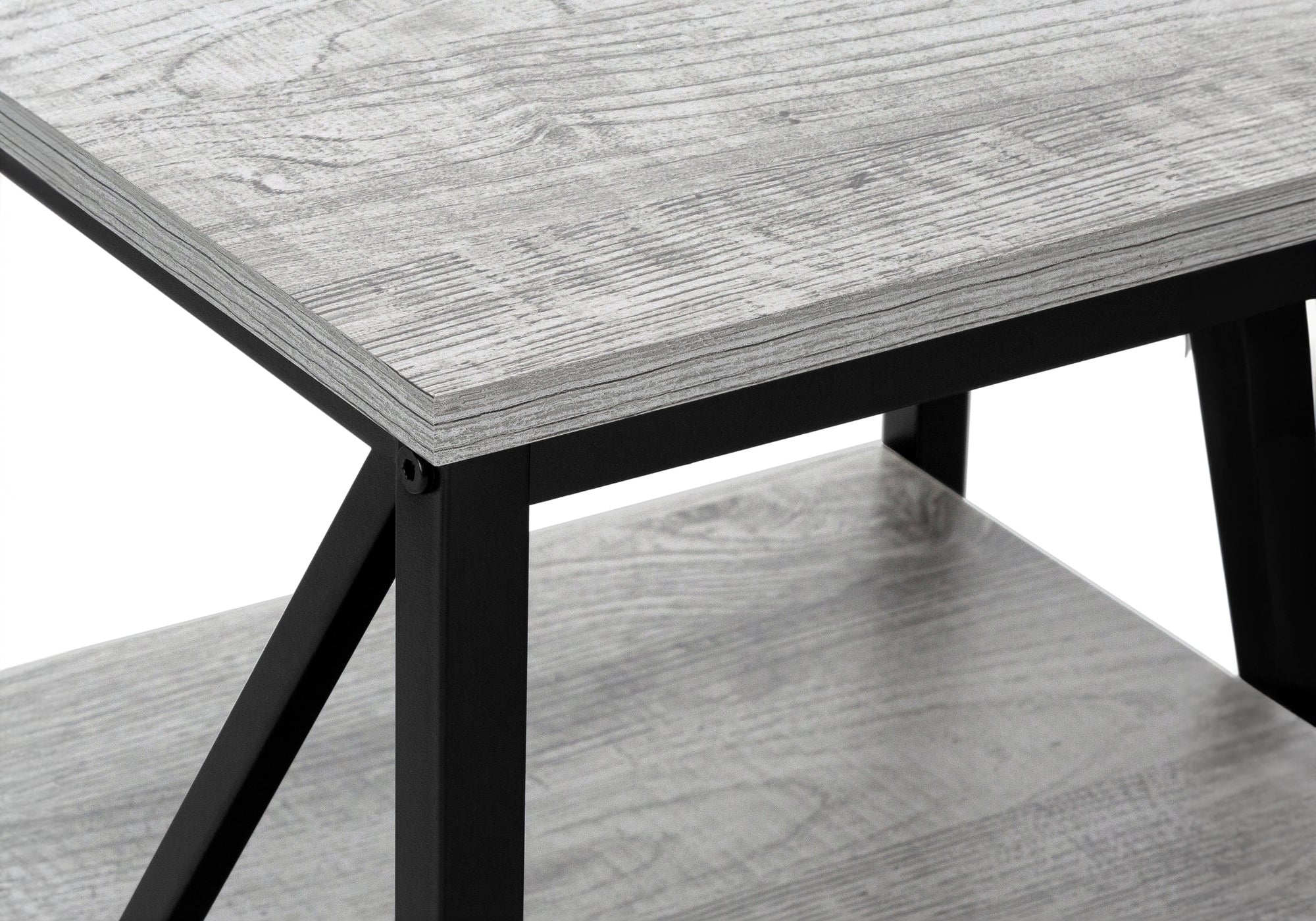 TABLE DE NUIT - 26"H / GRIS / MÉTAL NOIR #I 3596