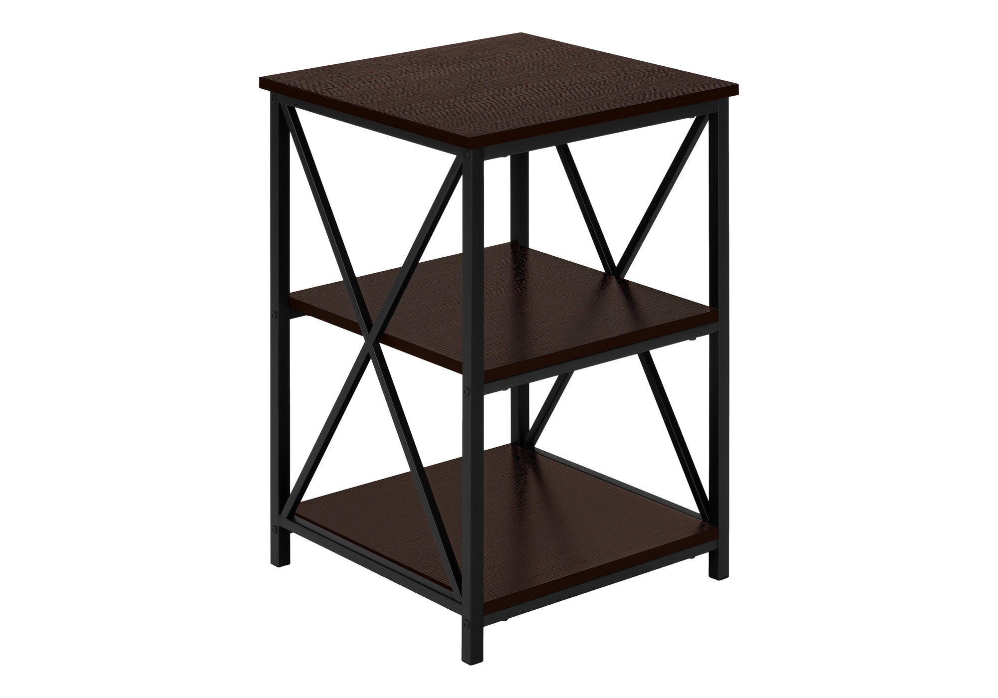 TABLE D'APPOINT - 26"H / ESPRESSO / MÉTAL NOIR #I 3598