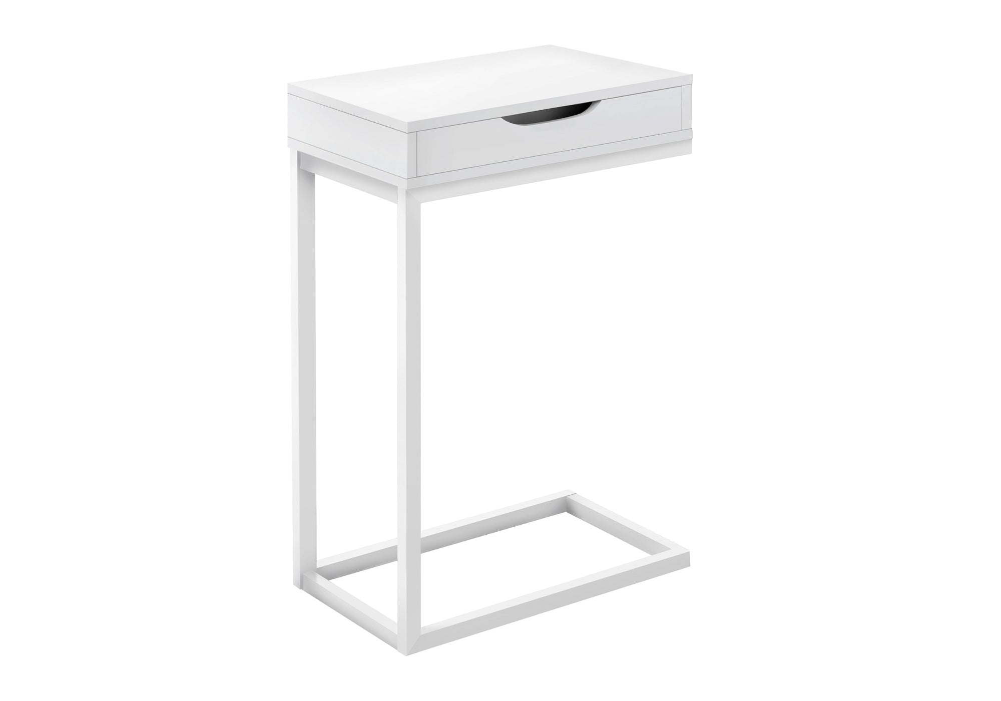 NIGHTSTAND - WHITE / WHITE METAL WITH A DRAWER #I 3601