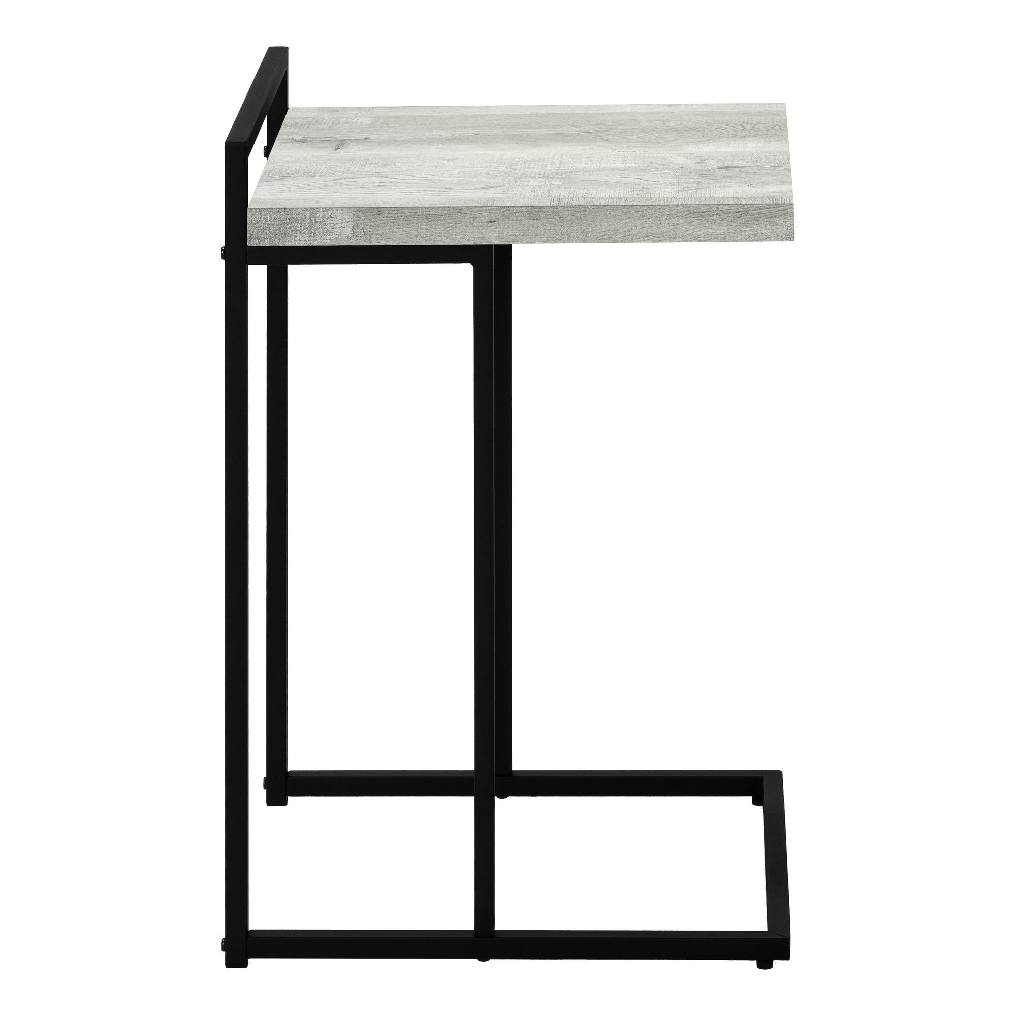 TABLE D'APPOINT - 25"H / BOIS RÉCUPÉRÉ GRIS / MÉTAL NOIR #I 3631