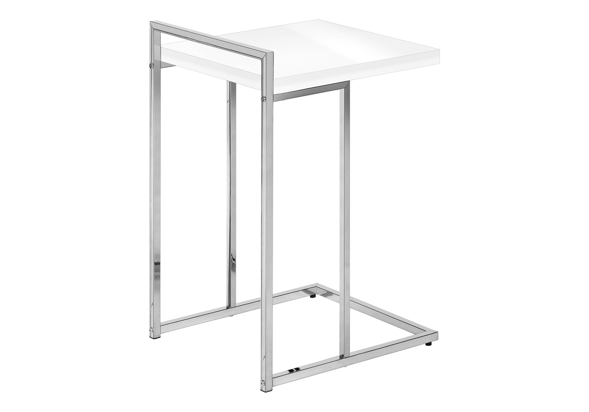 TABLE D'APPOINT - 25"H / BLANC BRILLANT / MÉTAL CHROME #I 3636