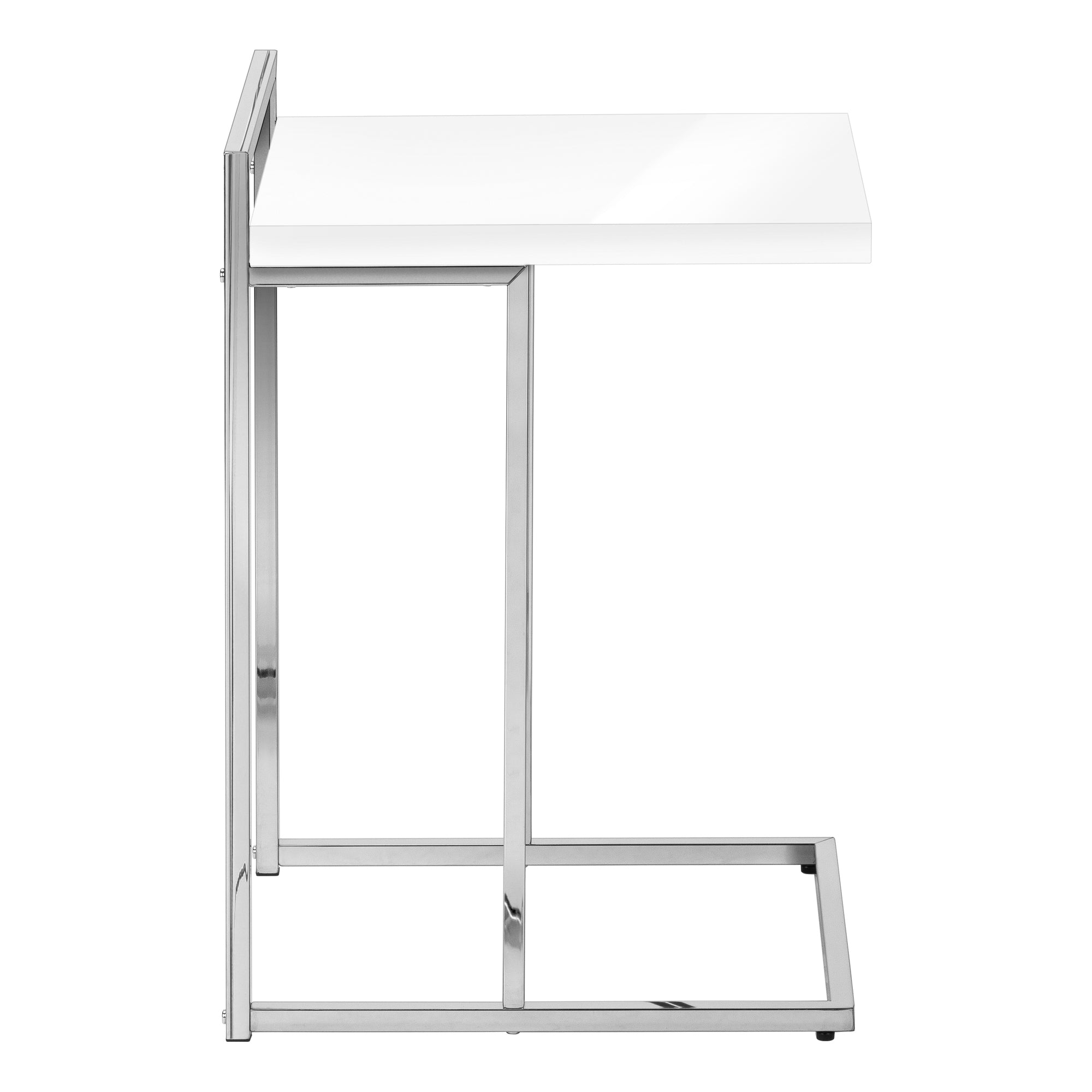 TABLE D'APPOINT - 25"H / BLANC BRILLANT / MÉTAL CHROME #I 3636