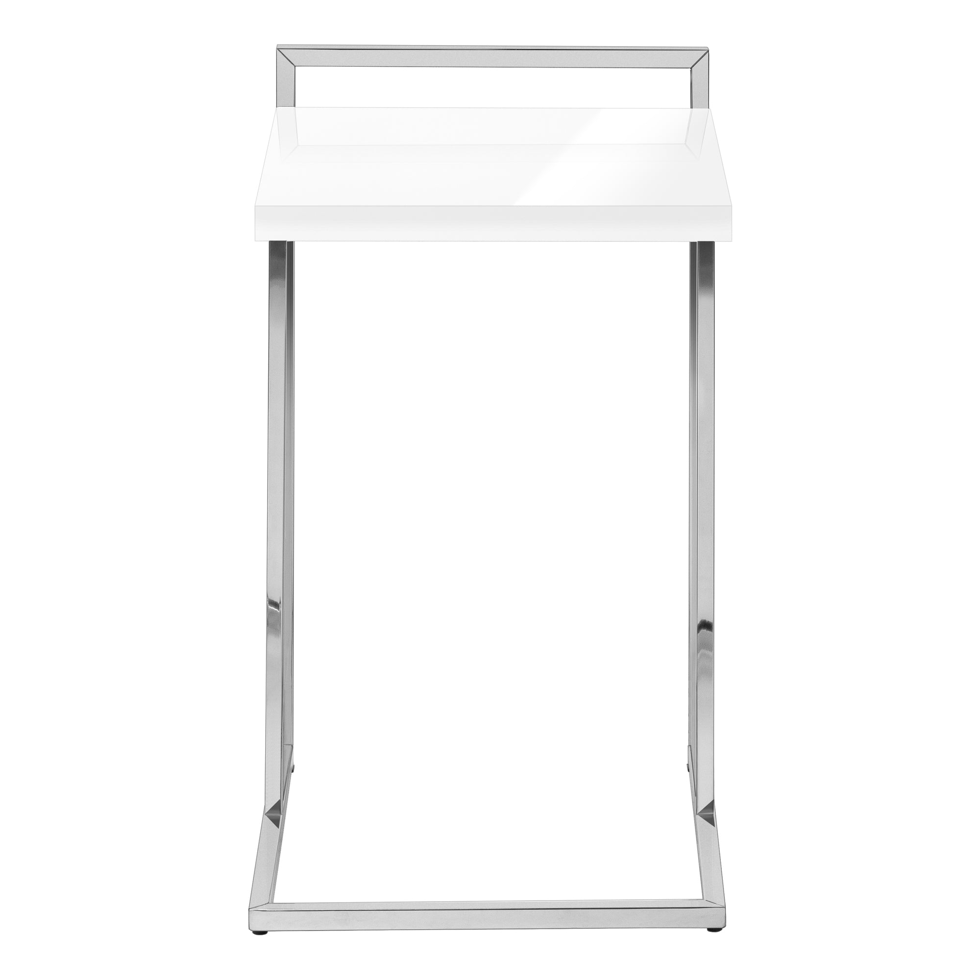 TABLE D'APPOINT - 25"H / BLANC BRILLANT / MÉTAL CHROME #I 3636