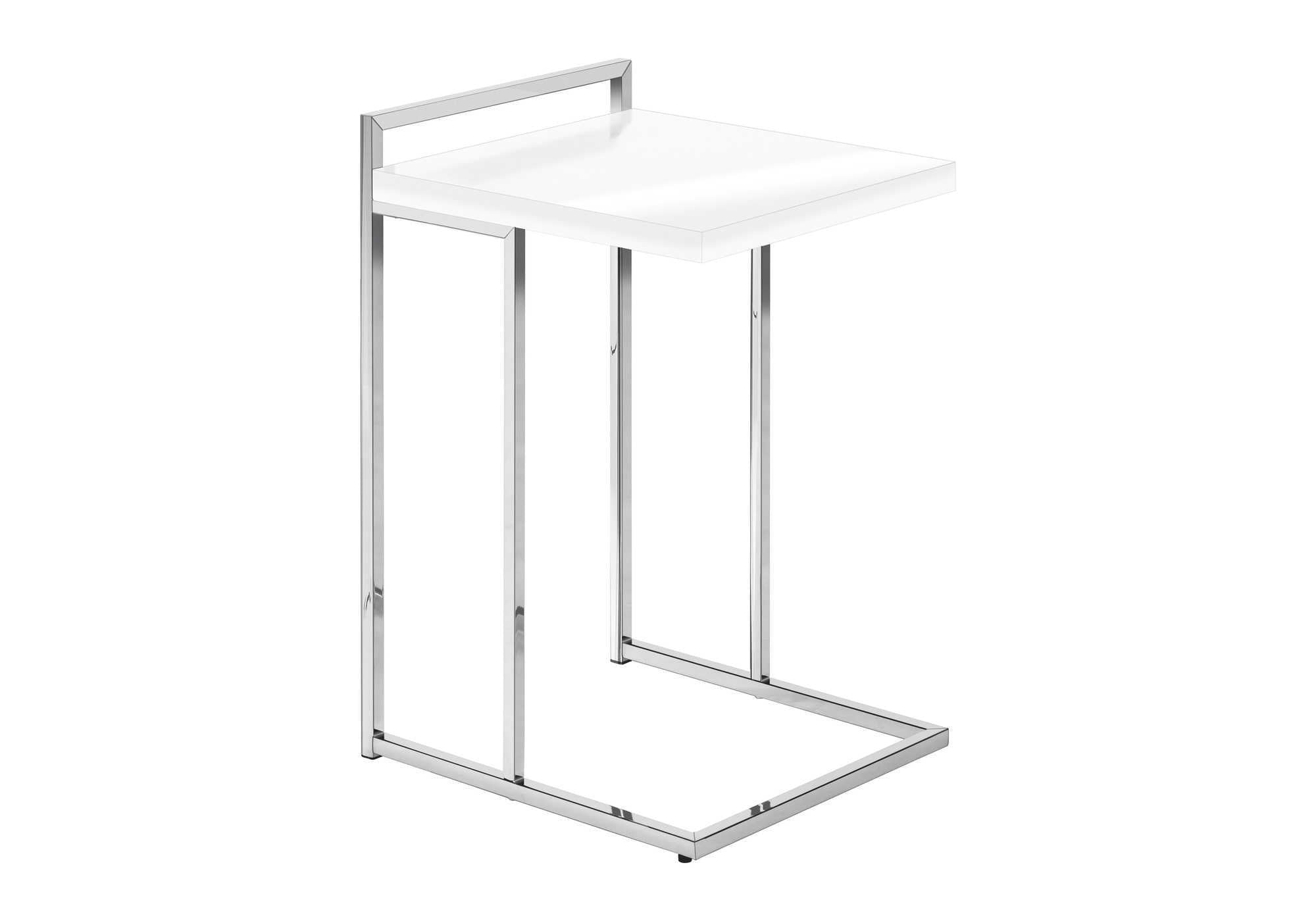 TABLE D'APPOINT - 25"H / BLANC BRILLANT / MÉTAL CHROME #I 3636