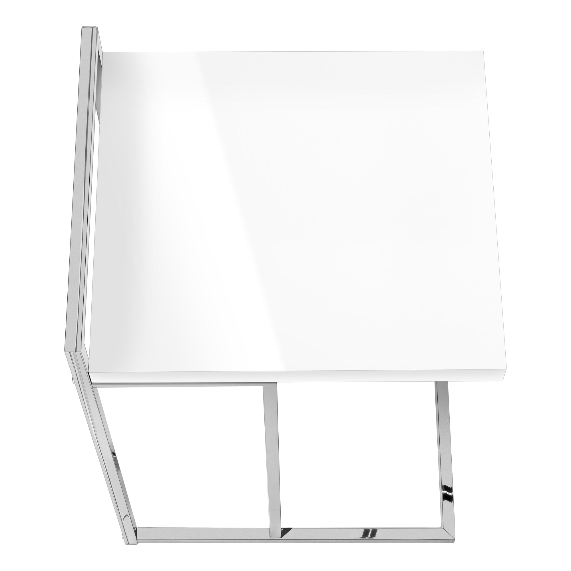 TABLE D'APPOINT - 25"H / BLANC BRILLANT / MÉTAL CHROME #I 3636