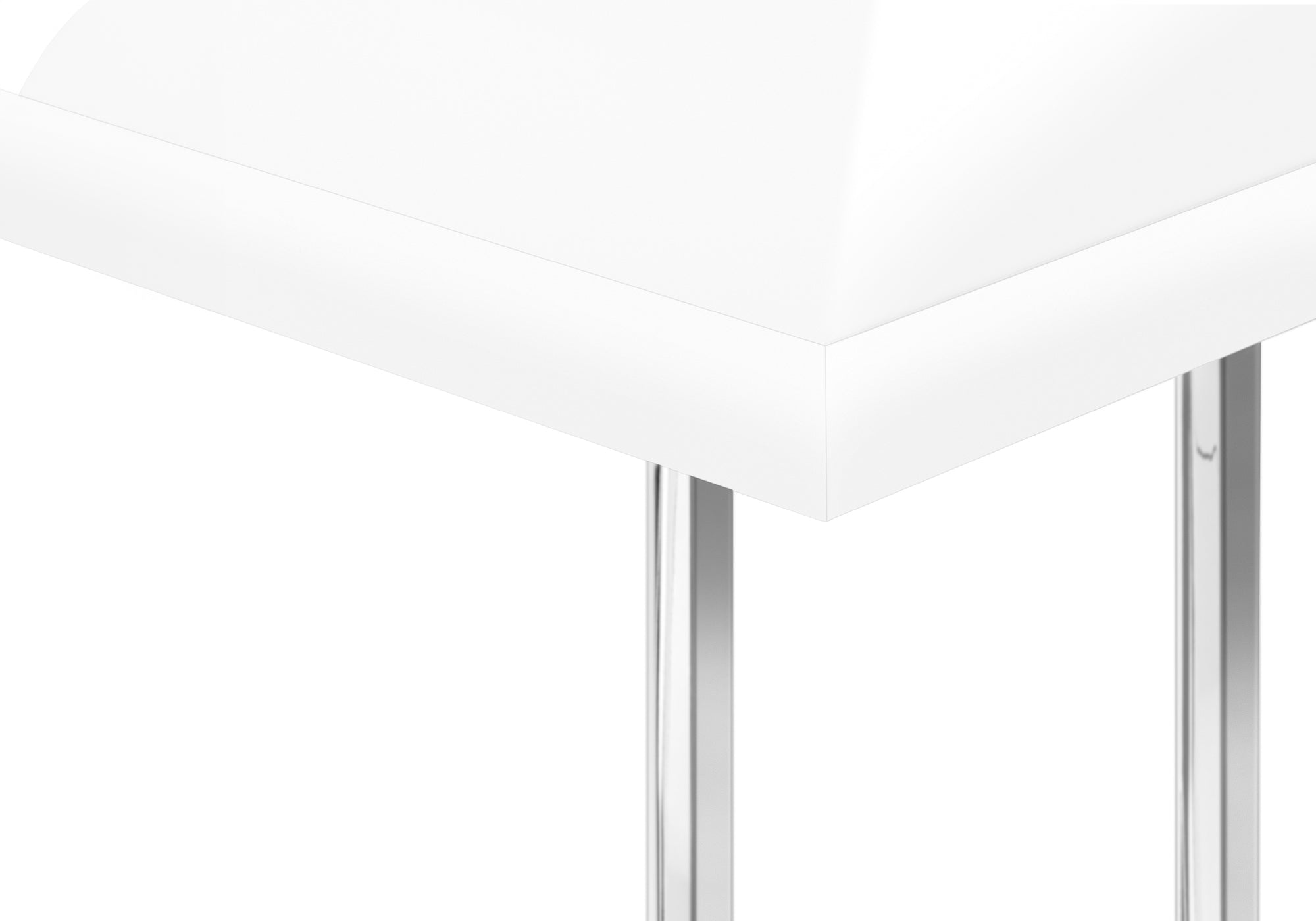 TABLE D'APPOINT - 25"H / BLANC BRILLANT / MÉTAL CHROME #I 3636