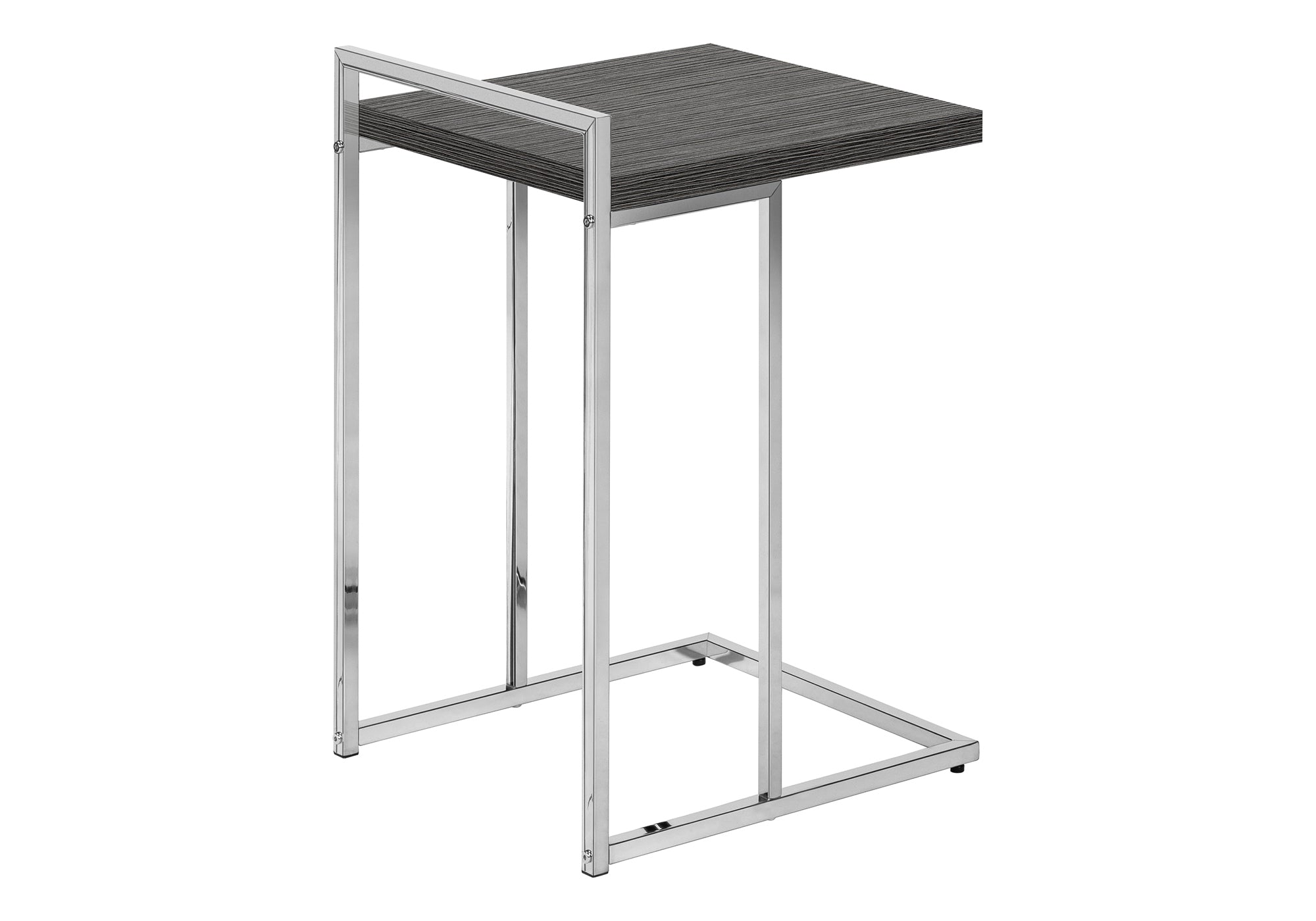 TABLE D'APPOINT - 25"H / GRIS / MÉTAL CHROME #I 3637