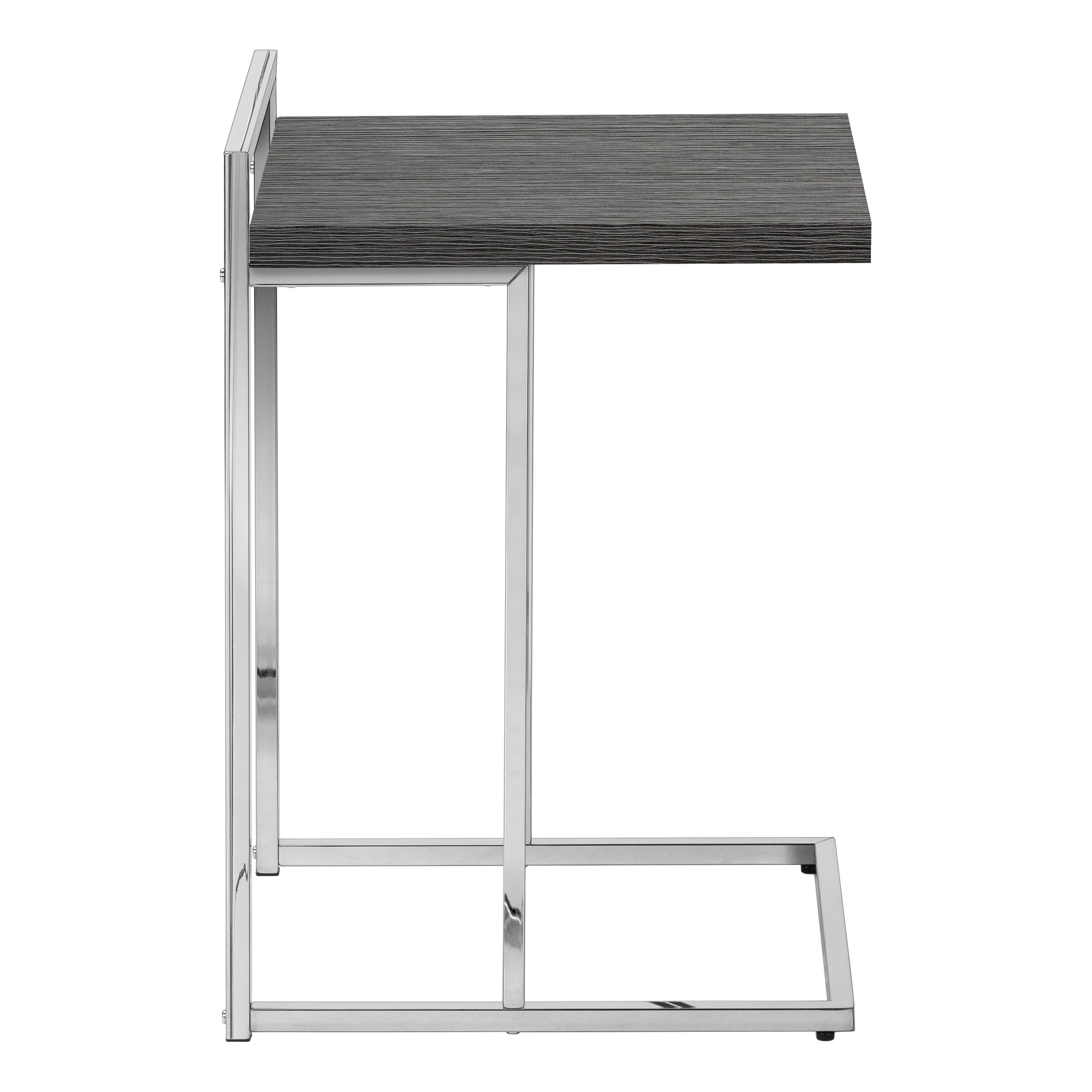 TABLE D'APPOINT - 25"H / GRIS / MÉTAL CHROME #I 3637