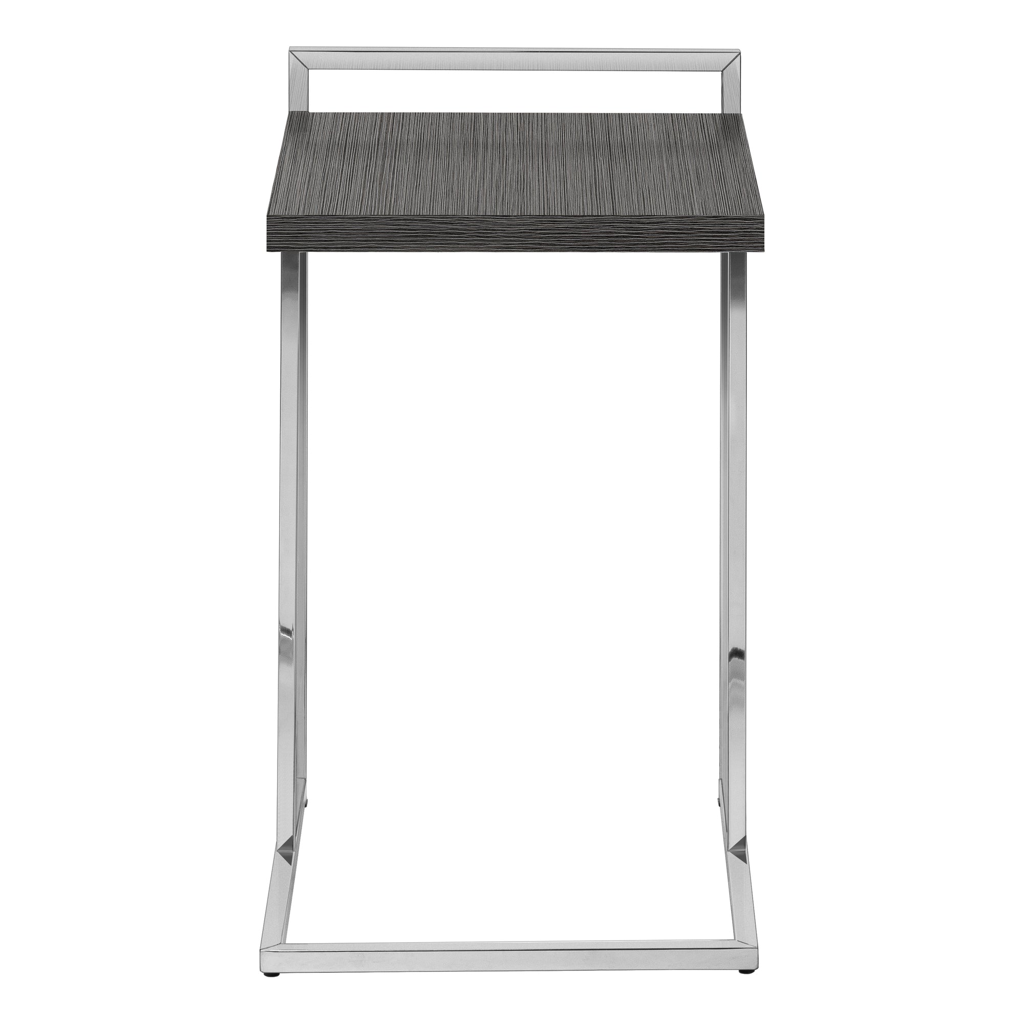 TABLE D'APPOINT - 25"H / GRIS / MÉTAL CHROME #I 3637