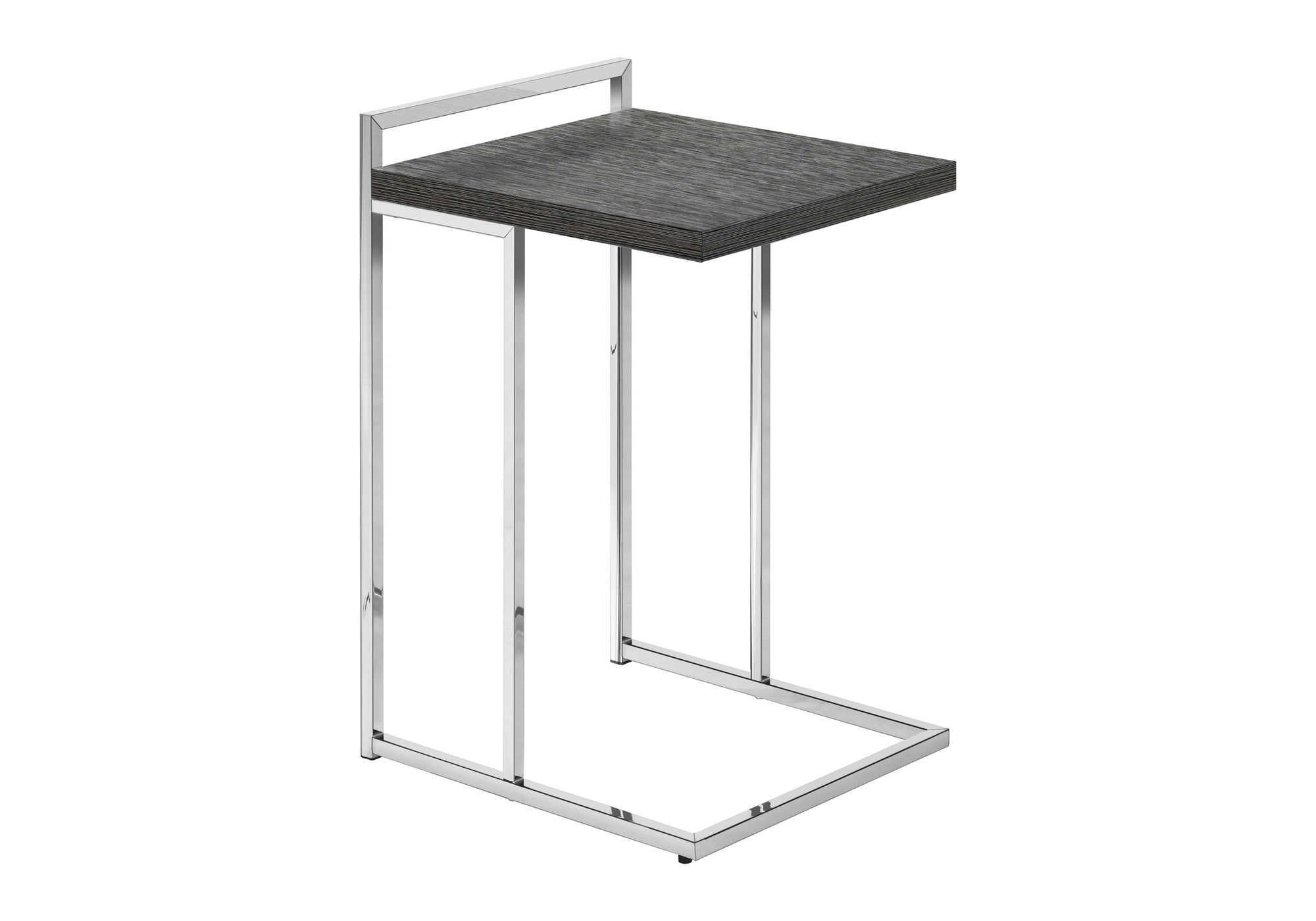 TABLE D'APPOINT - 25"H / GRIS / MÉTAL CHROME #I 3637