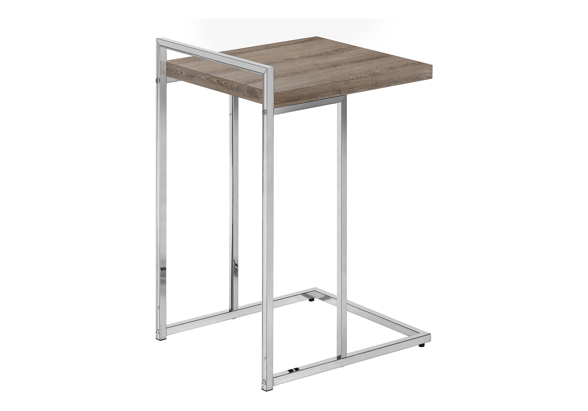 TABLE D'APPOINT - 25"H / TAUPE FONCÉ / MÉTAL CHROME #I 3638